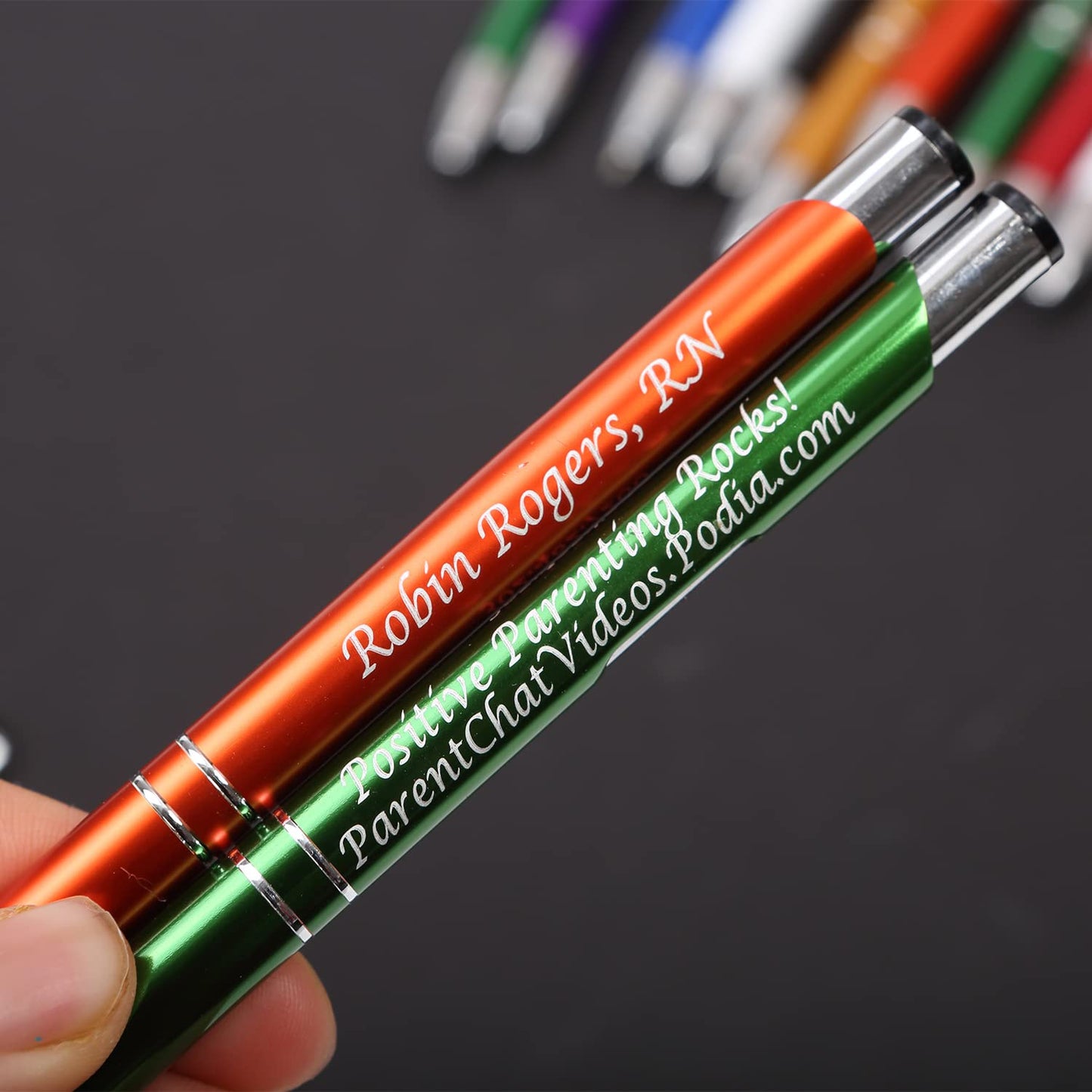 AOK 50PACK Personalized Pens Custom Black writing - Metal Name pens - Laser Engraved with Your Text