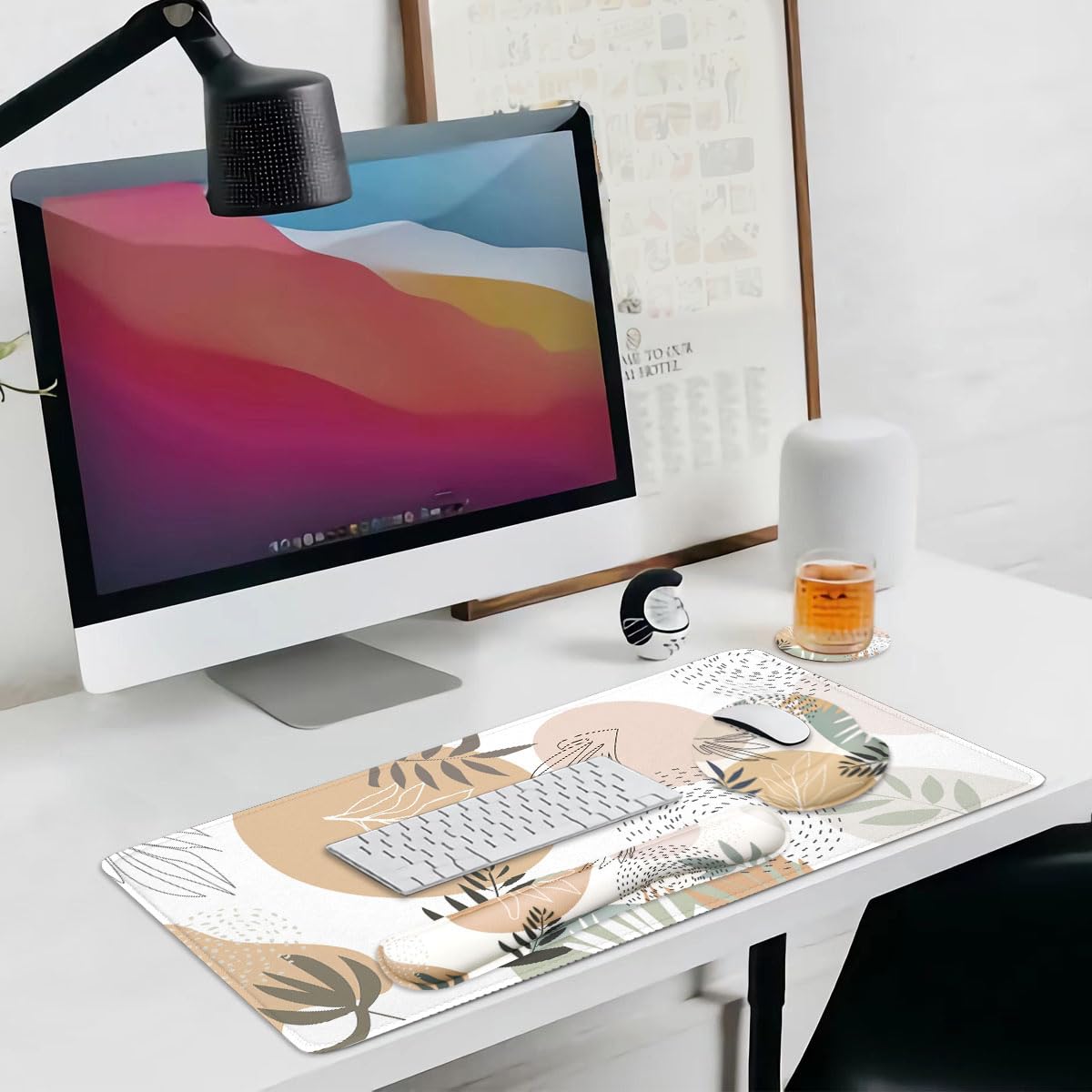 4-in-1 Gaming Mouse Pad Wrist Support Set，Desk Pad + Mouse Pad with Wrist Rest + Keyboard Wrist