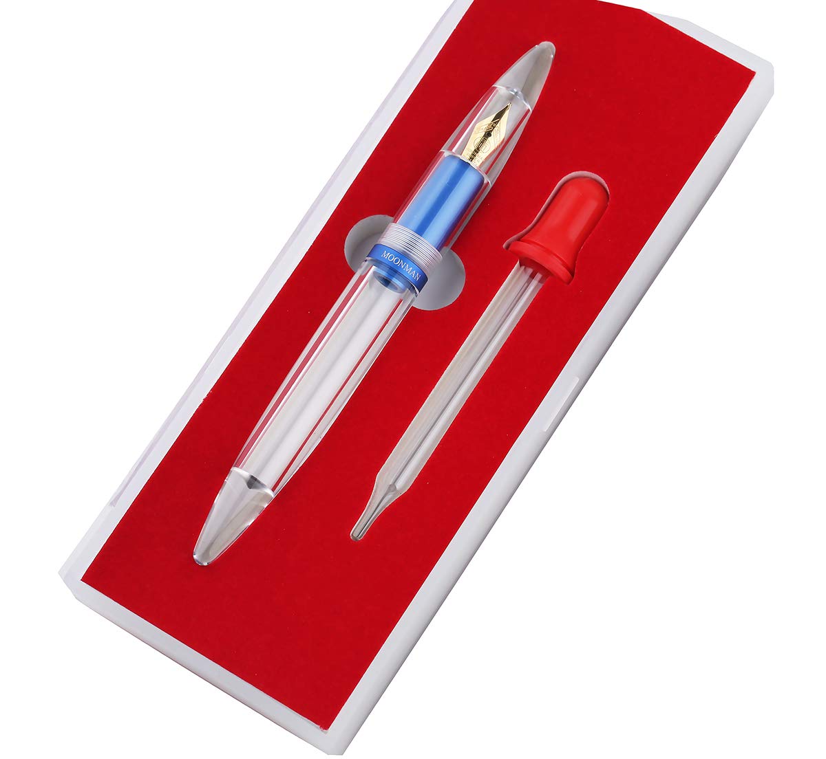 M2 Metallic Blue Fountain Pen (Extra Fine Nib 0.38mm) Transparent Eye Dropper Filling