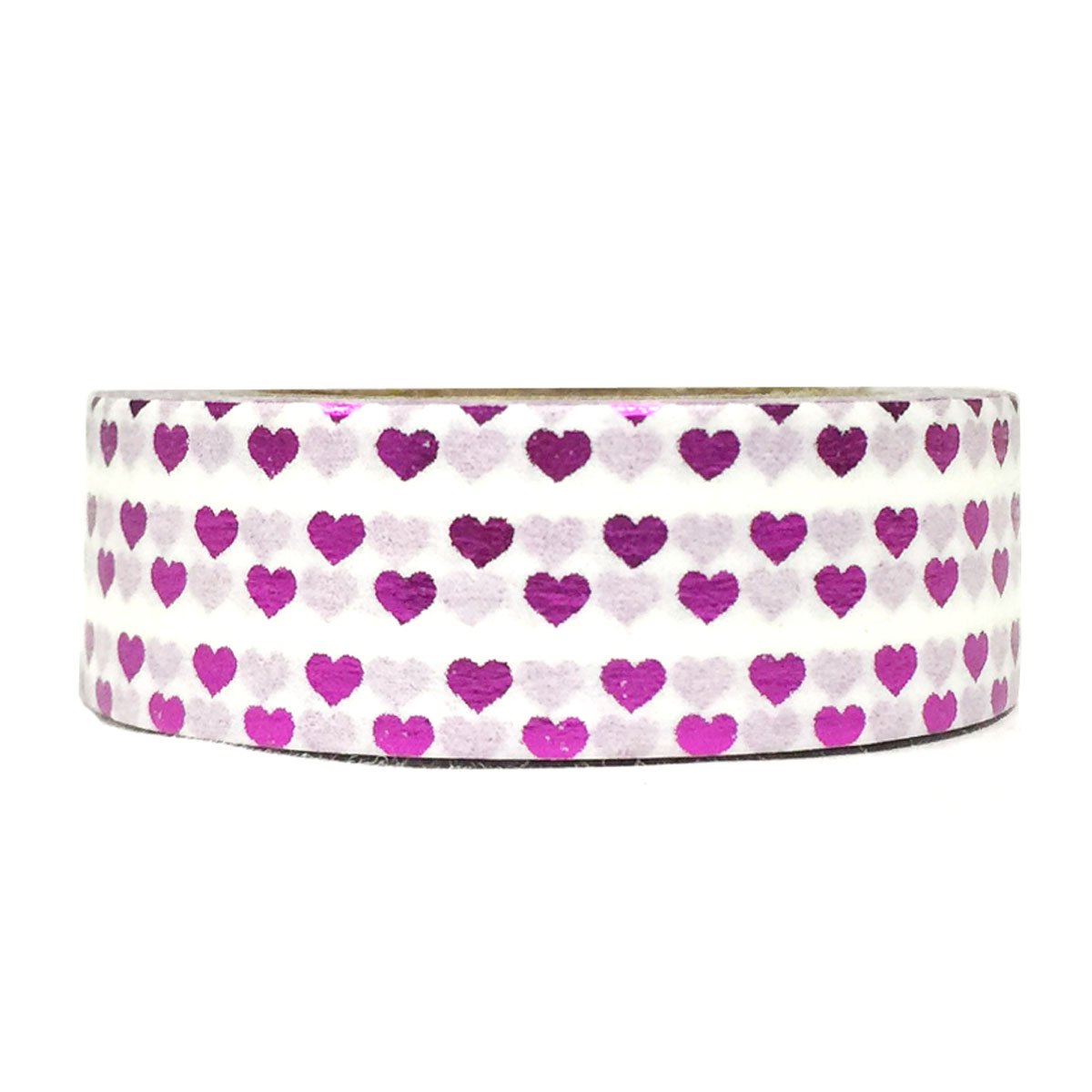 Wrapables Colorful Washi Masking Tape, Metallic Mini Purple Hearts