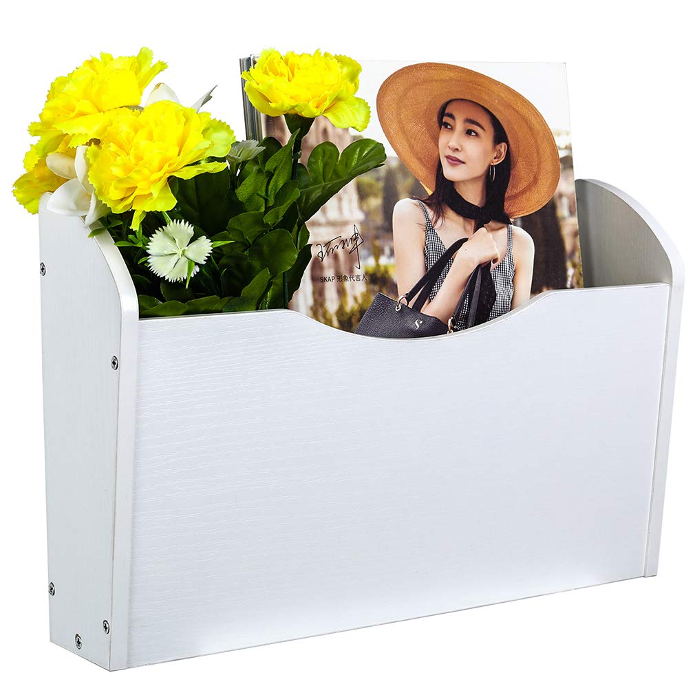 PAG-Mass Wall File Holder Wall Mounted Wood Hanging File Organizer for Office, 2 Pockets, White