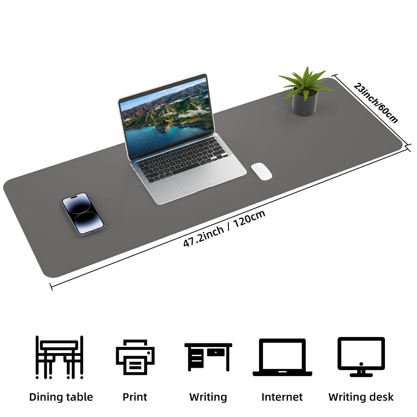 AFIING Cork Desk Mat 47" x 23.6", Dual-Sided Natural Cork & PU Leather Desk Pad, Non-Slip