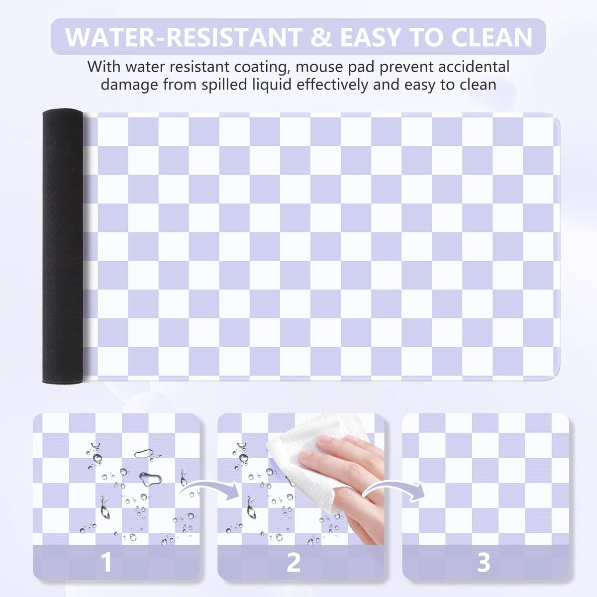 iCasso Desk Pad Mat, Cute Desk Matt for Desktop, Purple Checkered