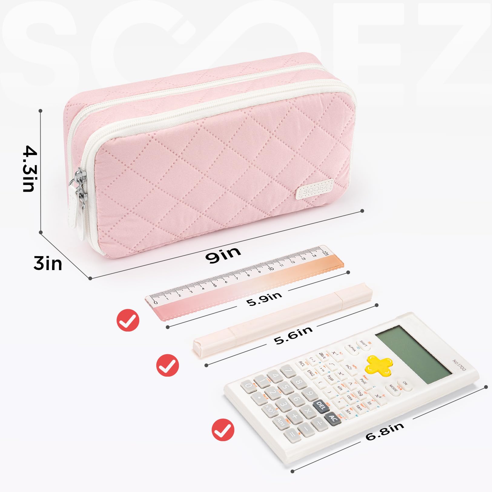 Sooez Large Pencil Case Pouch, Extra Big Pencil Bag with 8 Compartments