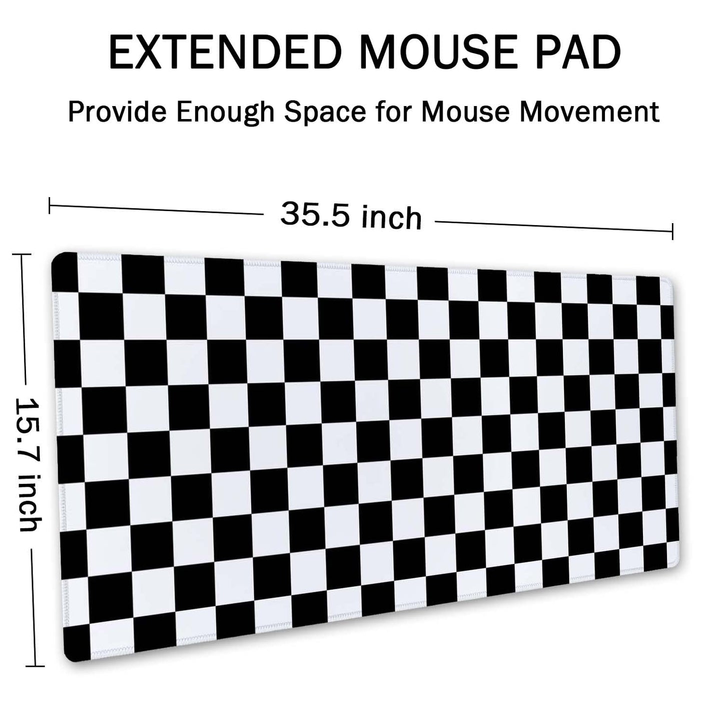 SSOIU Checkered Desk Mat Extended Gaming Mouse Pad (35.5x15.7 in), Large Stable Rubber Base