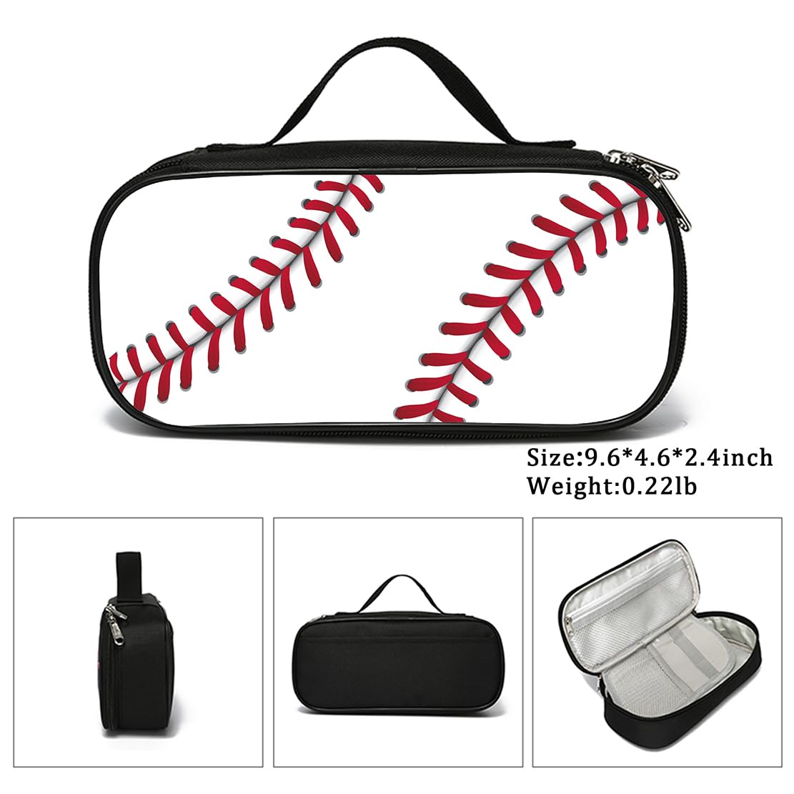 ROVOZAR Baseball Pen Box Large Capacity Pen Bag With Zipper Pouch For Women Men
