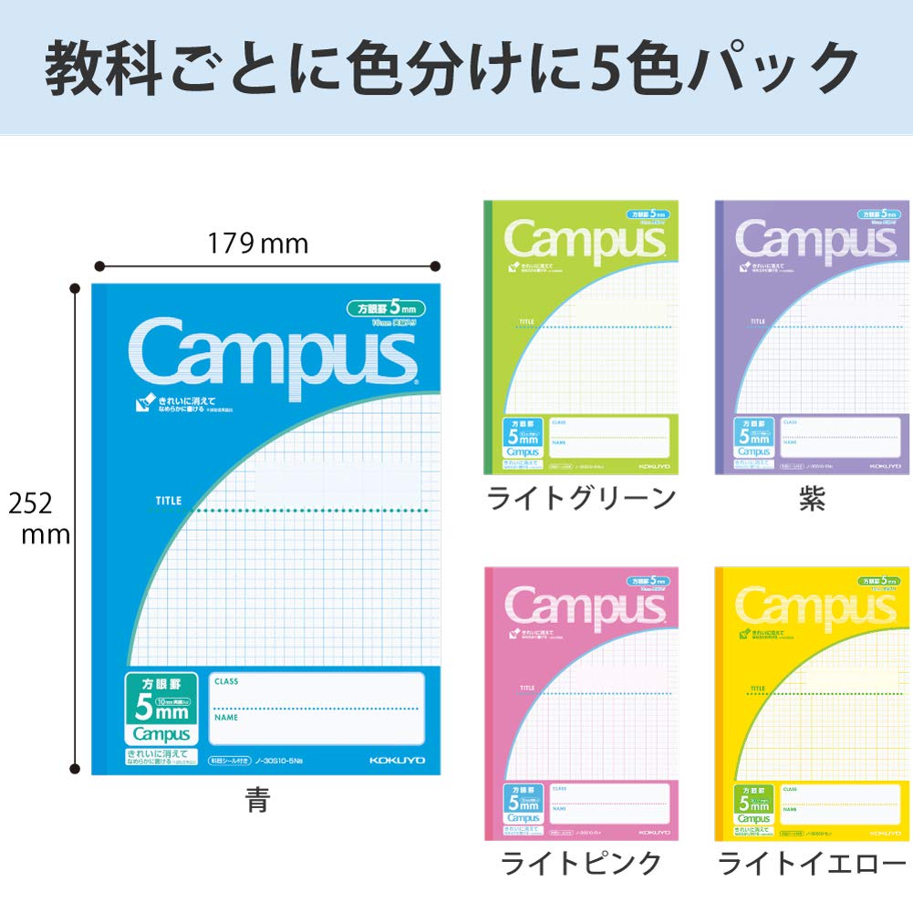 KOKUYO B5 Composition Notebooks, 5 Pack Campus Comp Book with 5mm Grid