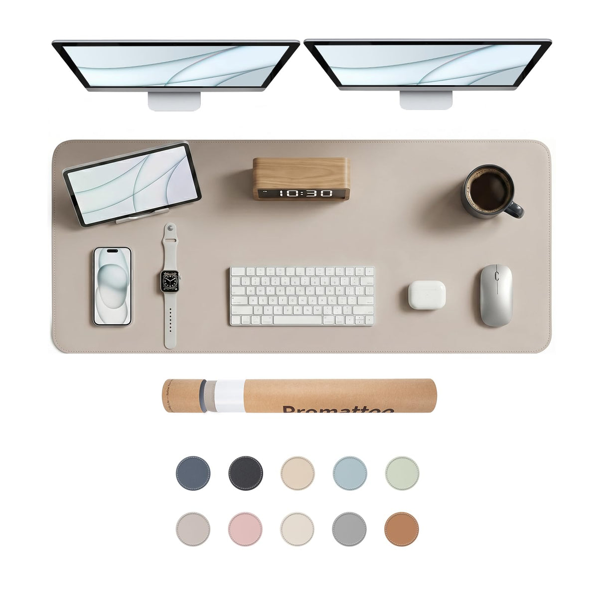 PROMATTOO Large Desk Pad Non-Slip Desk Mat Protector for Keyboard Mouse Waterproof Vegan Leather