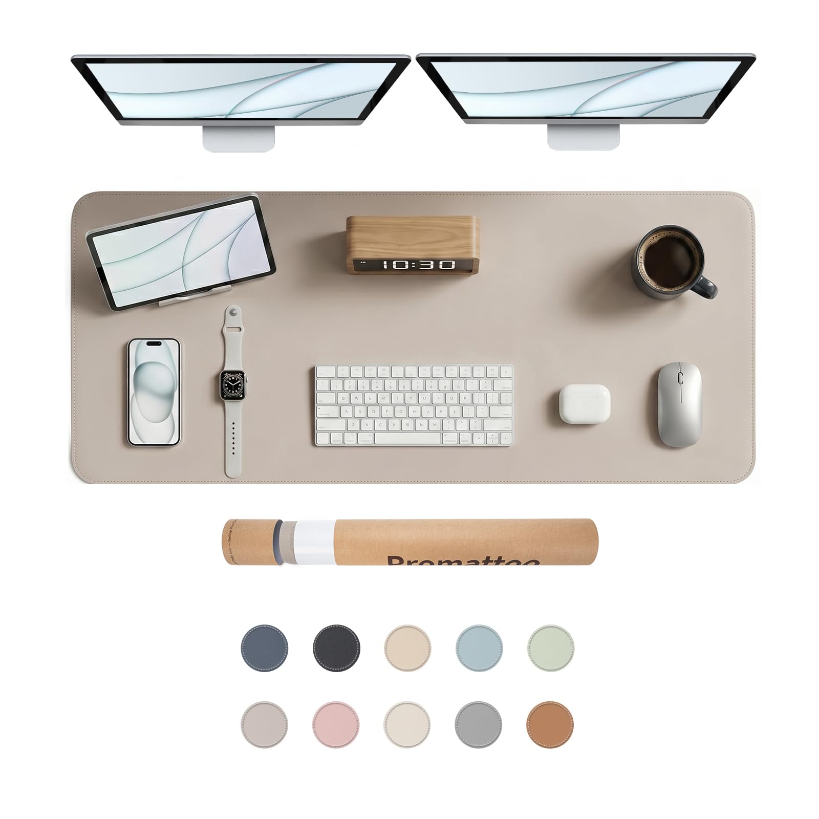 PROMATTOO Large Desk Pad Non-Slip Desk Mat Protector for Keyboard Mouse Waterproof Vegan Leather