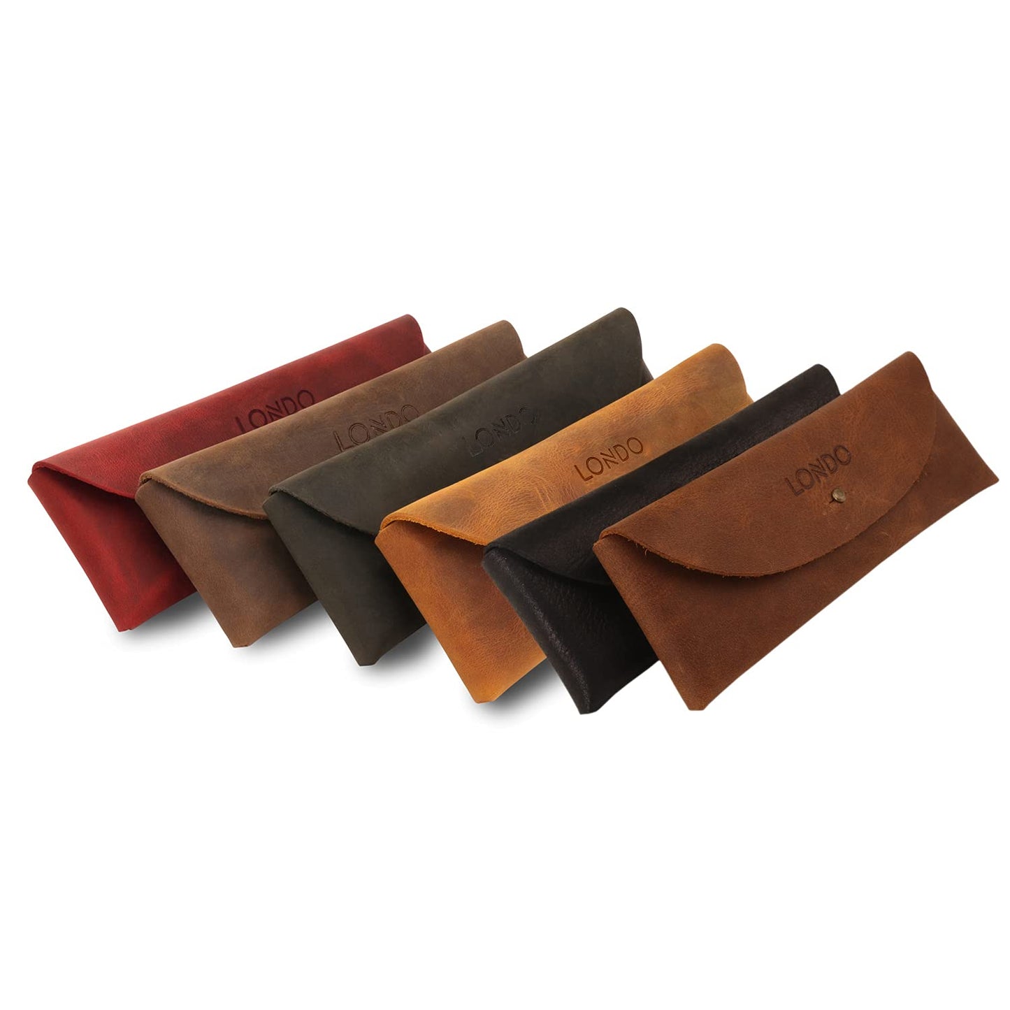 Londo Genuine Leather Retro Pen and Pencil Case - Metal Snap Fastener, Pencil Pouch Stationery Bag