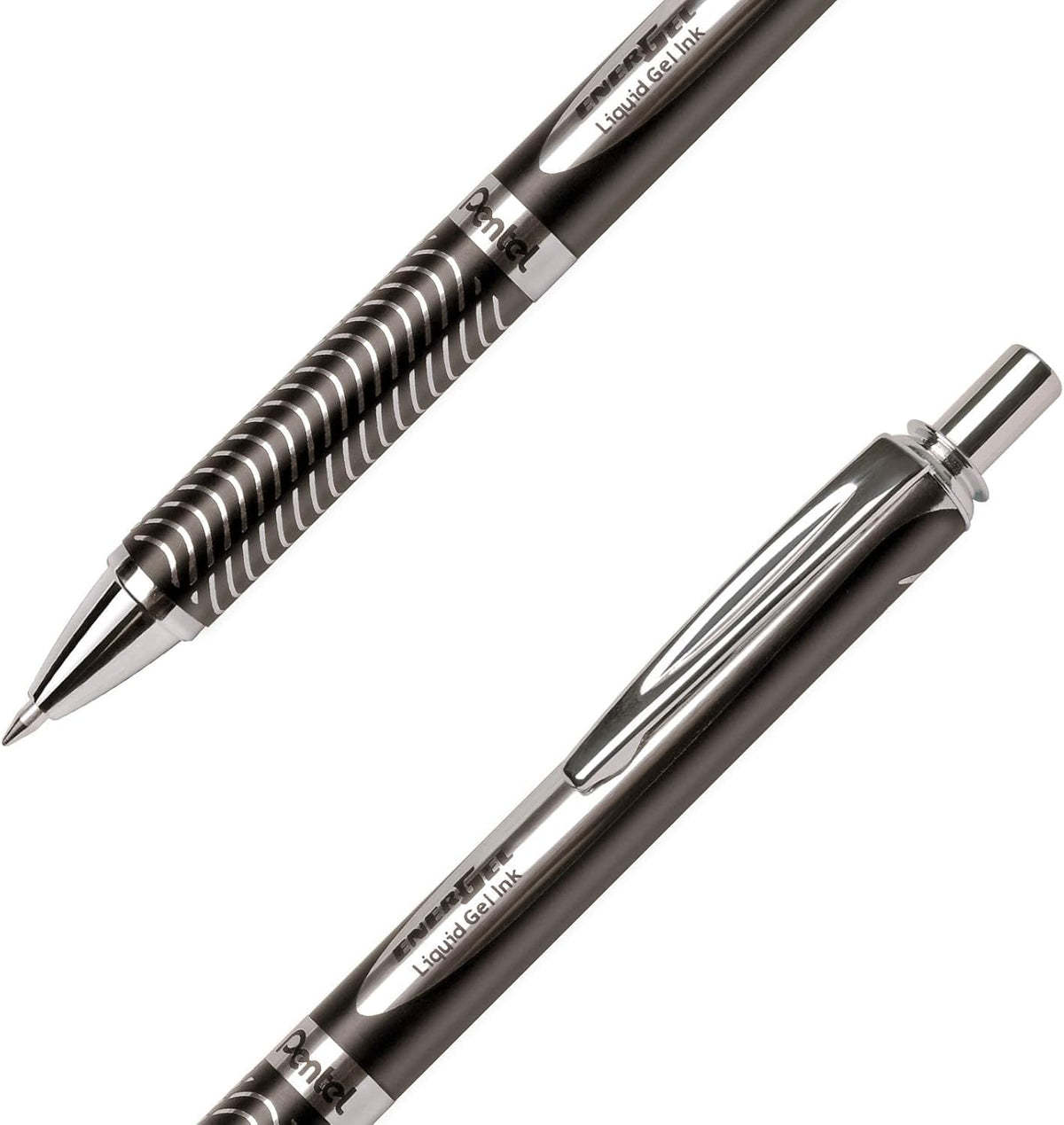 Pentel Energel Alloy Retractable Gel Ink Pen, 0.7mm, Black Ink Pen, 2 Pack