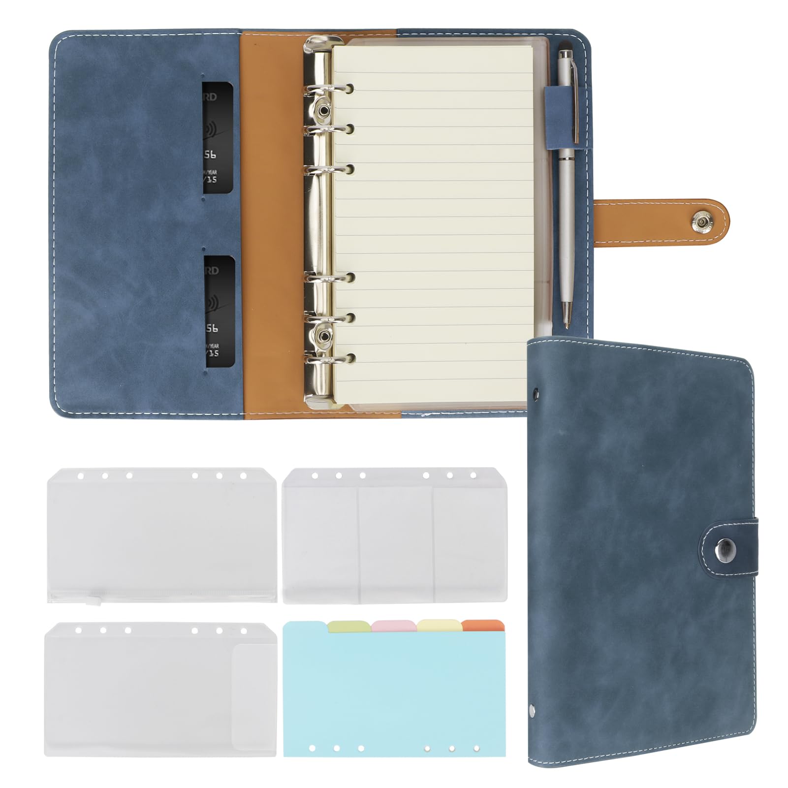 FYY A6 Binder Refillable Planner Notebook 6 Ring, Navy