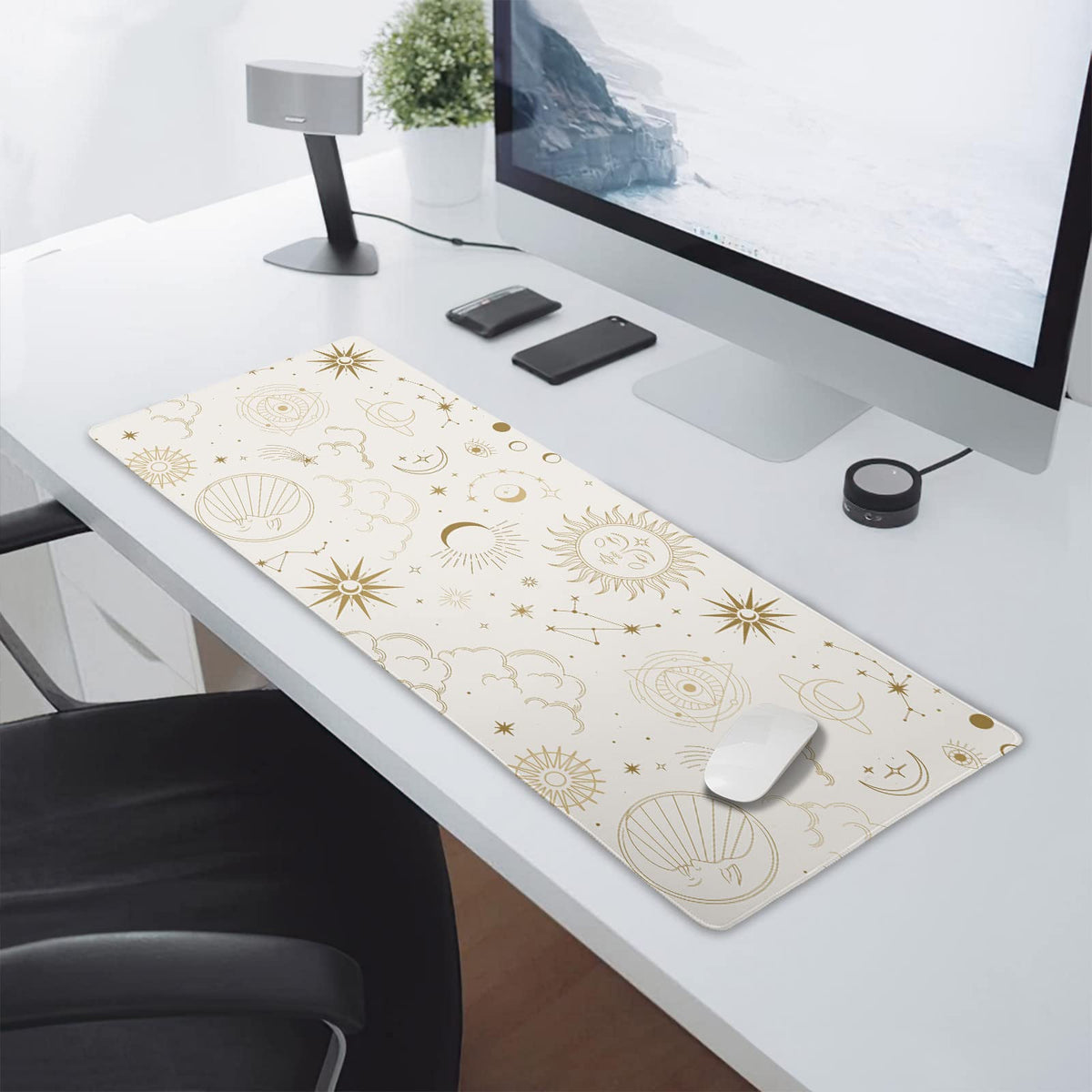aportt Boho Chic Sun Moon Large Mouse Pad XL Magic Mystical Galaxy Stars Clouds Extended Large Desk