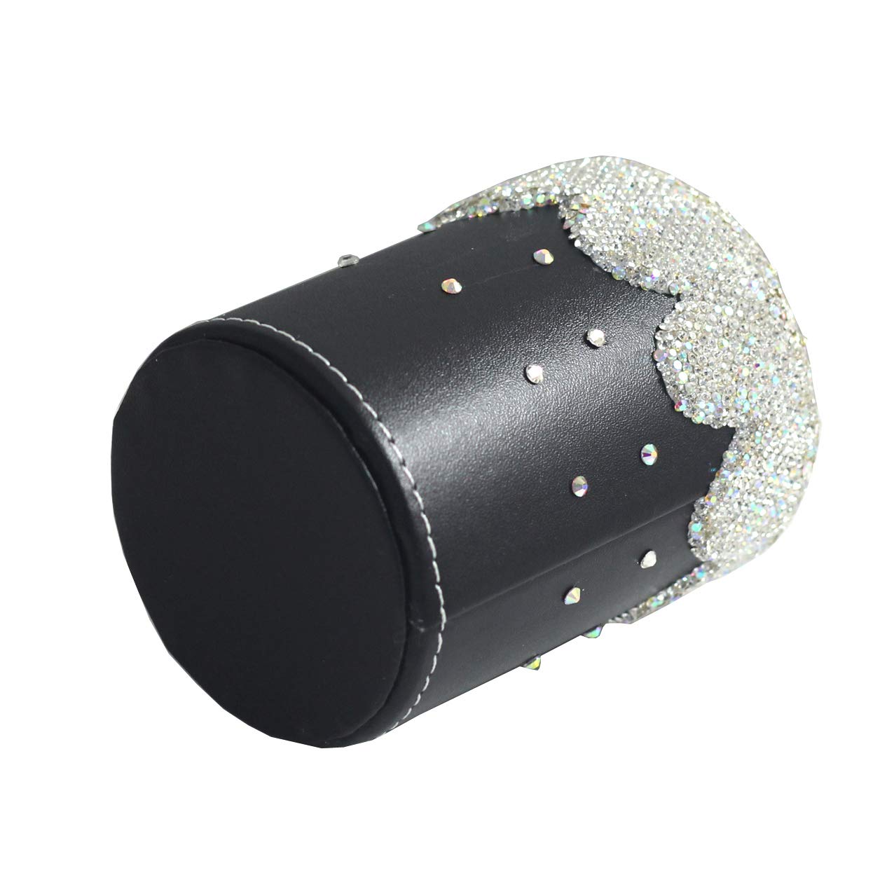 Bestbling crystal Bling Rhinestone Pen organizer Box Holder Cosmetic Container (Black Round, Medium)