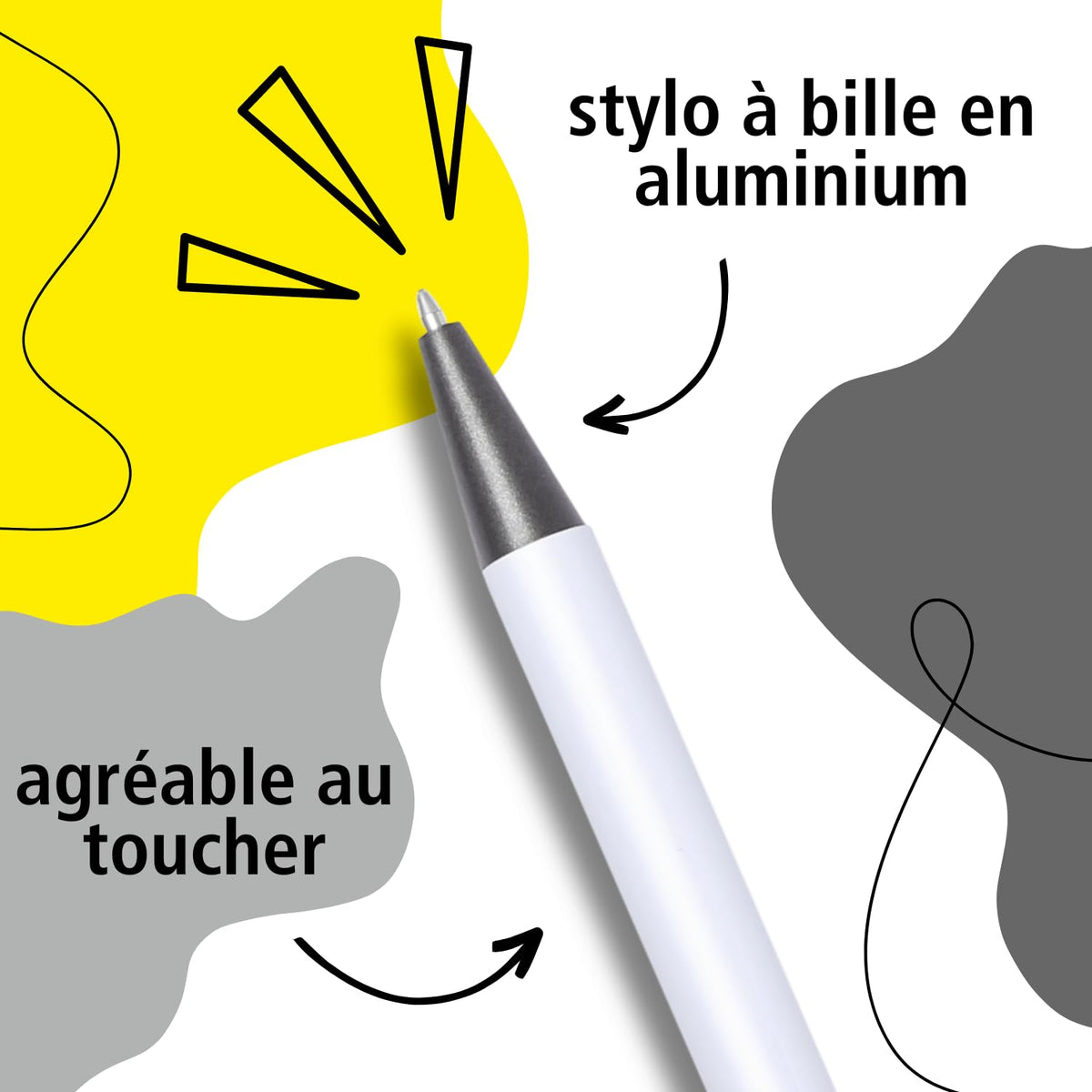 Online Soft Metal ballpoint pen, Pure White, retractable ball pen, aluminum, replaceable refill