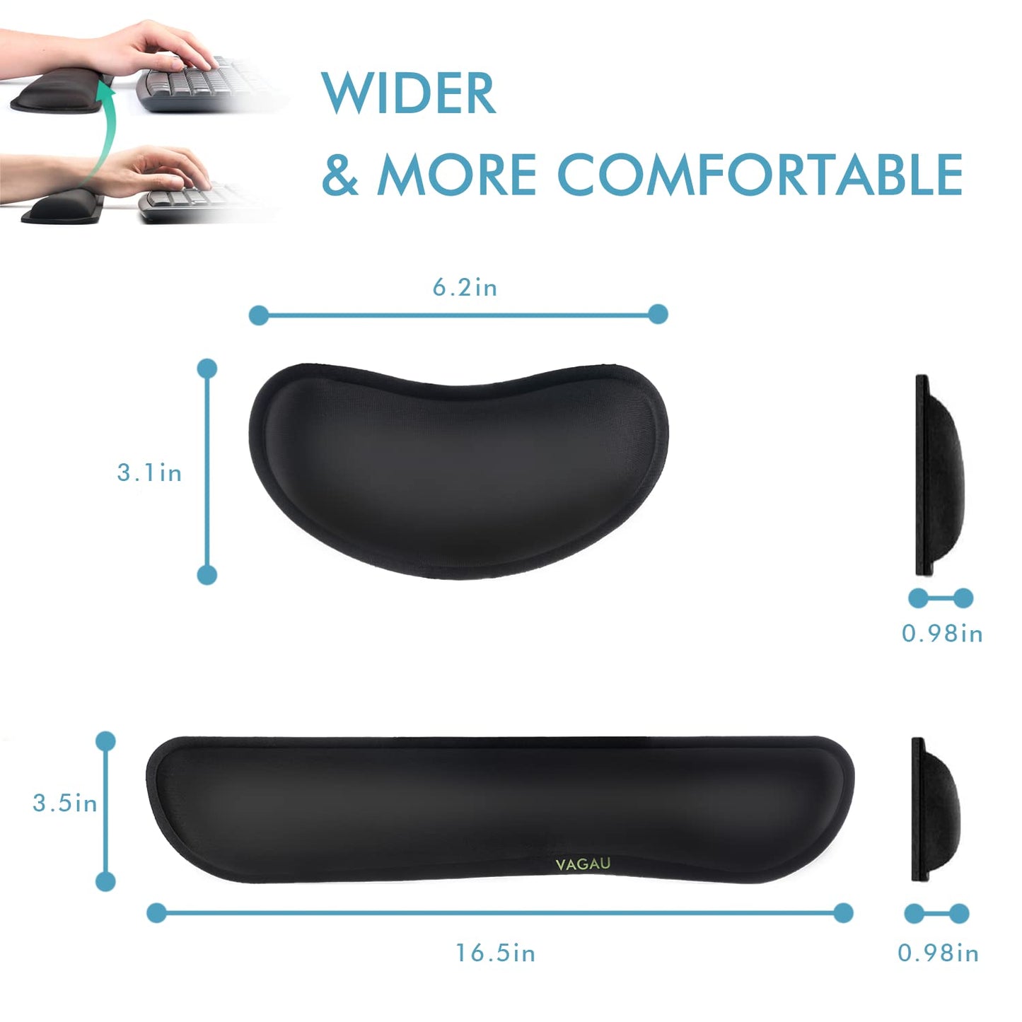 VAGAU Premium Keyboard Wrist Rest and Mouse Pad Wrist Support (2 Pack)
