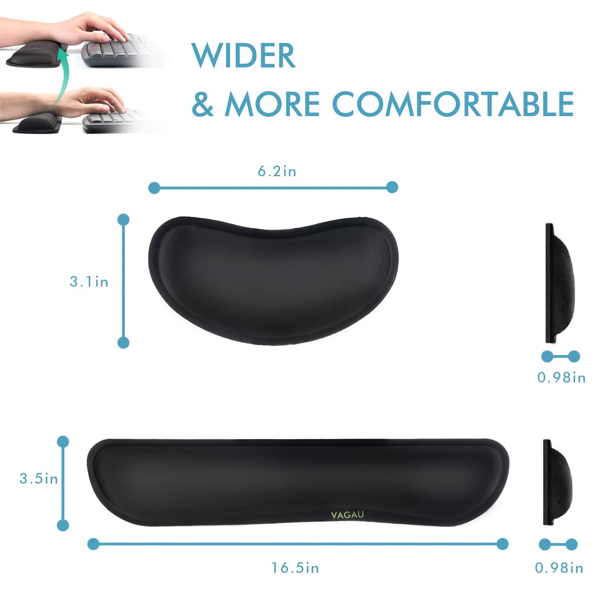 VAGAU Premium Keyboard Wrist Rest and Mouse Pad Wrist Support (2 Pack)