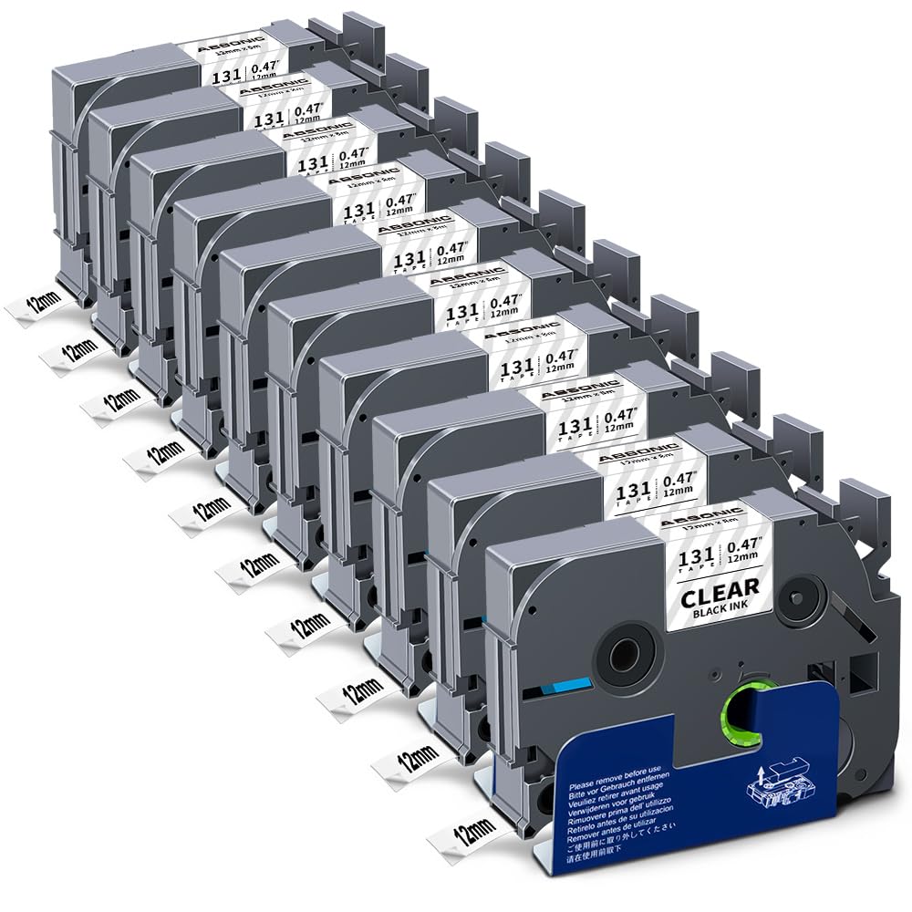 Absonic 10-Pack Tze Tz Label Tape Clear Compatible for Brother Tze-131 Tze131 Tz-131 Tz131 P Touch