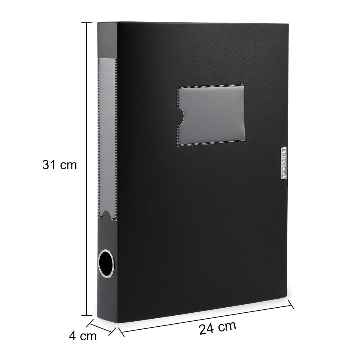 HUA JIE 4 Pack A4 Storage File Boxes Plastic Archives Cases with Lid,Black
