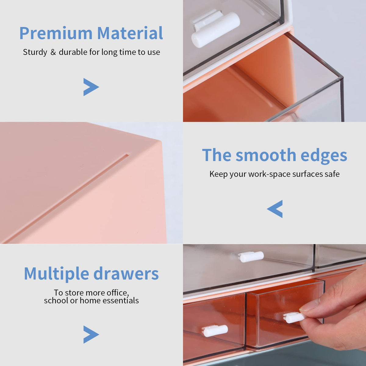 OSteed Stackable Storage Drawers, Office Desk Organizer with 7 Flat Drawers