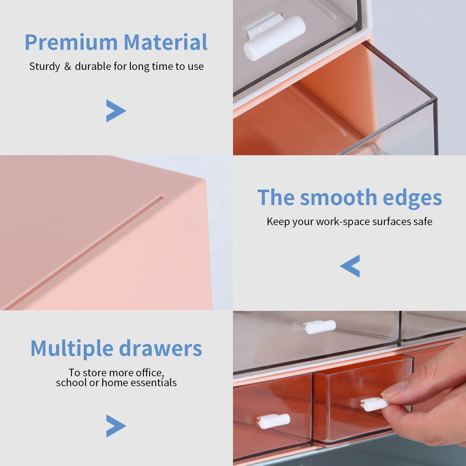 OSteed Stackable Storage Drawers, Office Desk Organizer with 7 Flat Drawers