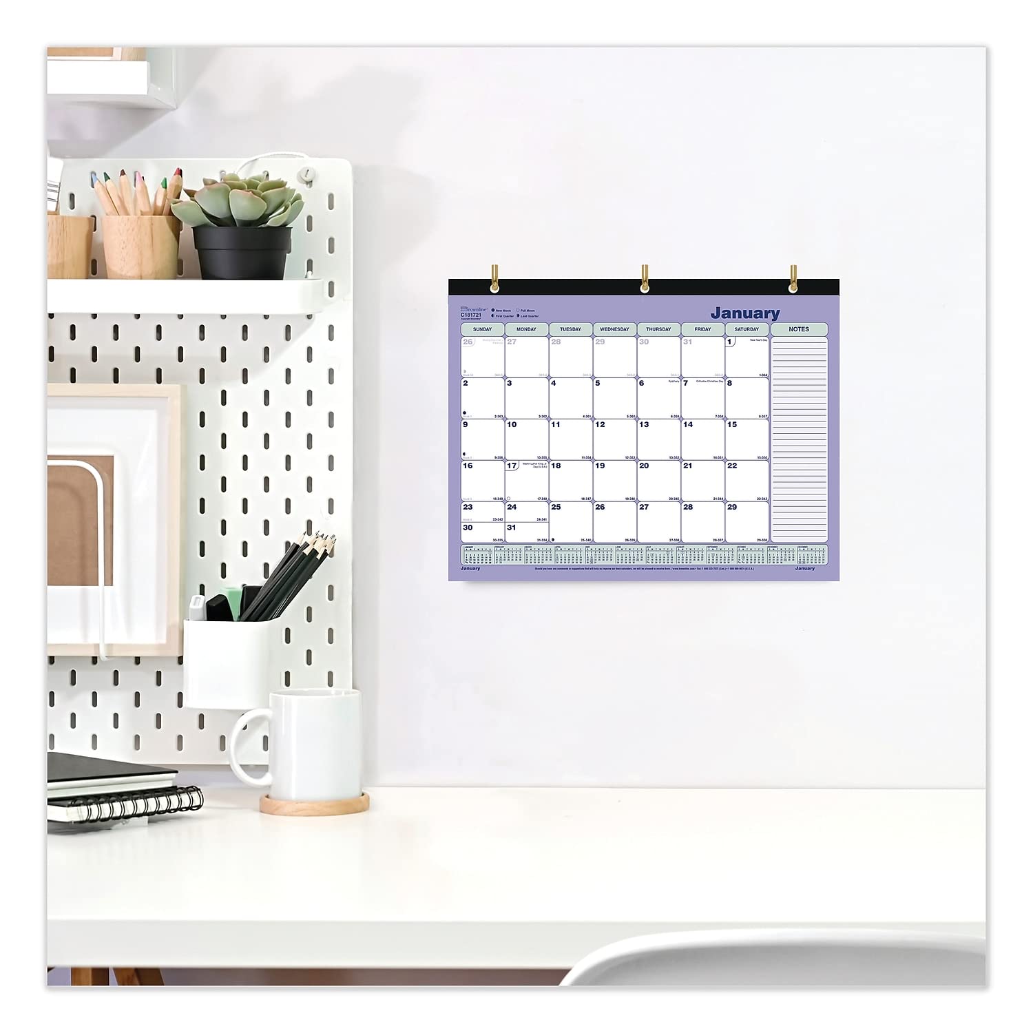 Brownline Monthly Desk Pad Calendar, 11 x 8.5, White/Blue/Green Sheets, Black Binding, 12-Month