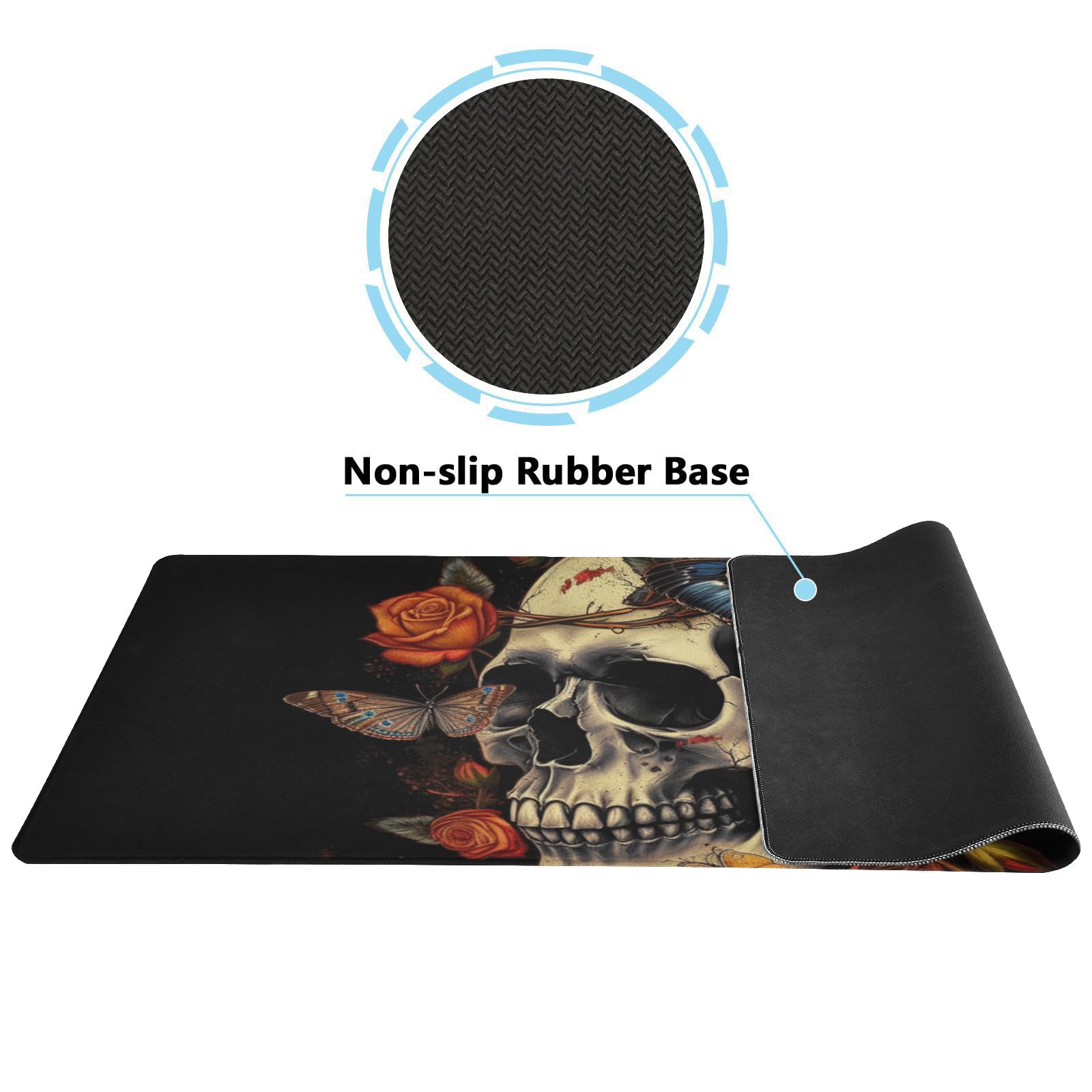 DNOVING Day of The Dead Skull XL Mouse Pad - Non-Slip Mouse Pad Protector for Gaming and Office
