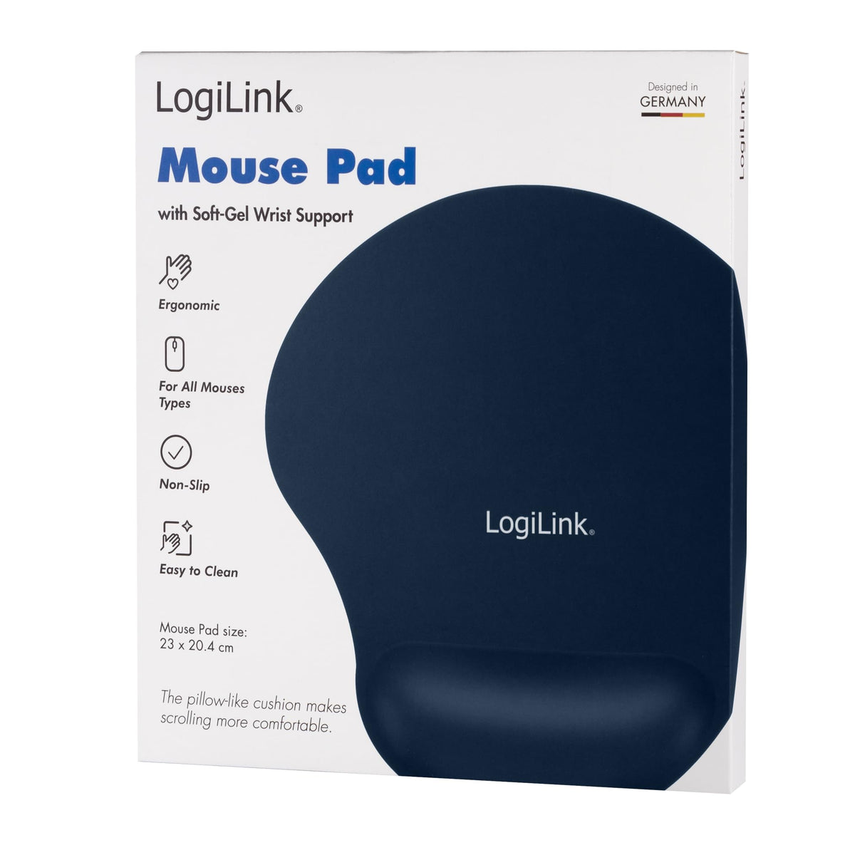 LogiLink Mouse Pad with Gel Wrist Rest - Blue