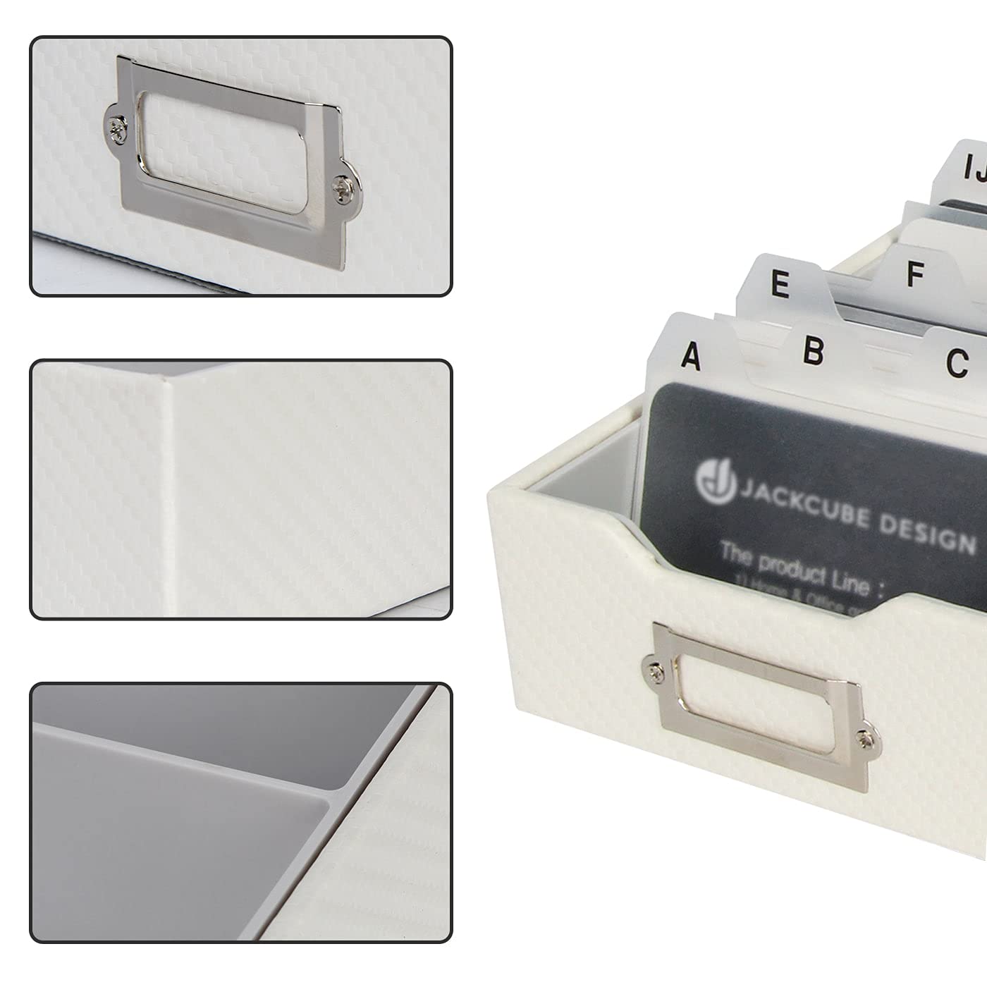 JACKCUBE DESIGN Business Card Holder Organizer For Desk, Index Card Box Storage, A-Z Alphabetical