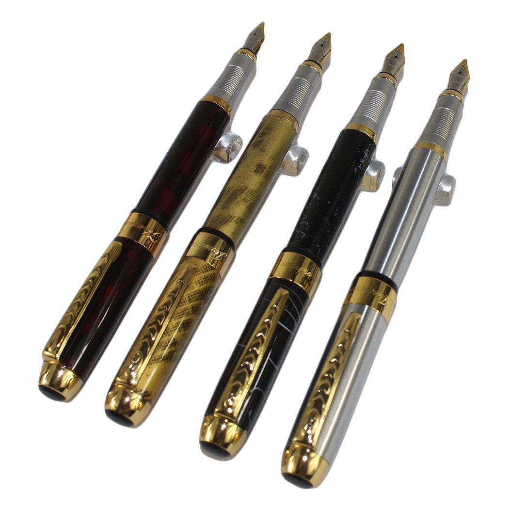 Gullor 4 PCS in Set 250 Fountain Pen Cartridge Pens in 4 Colors with Pen Pouch
