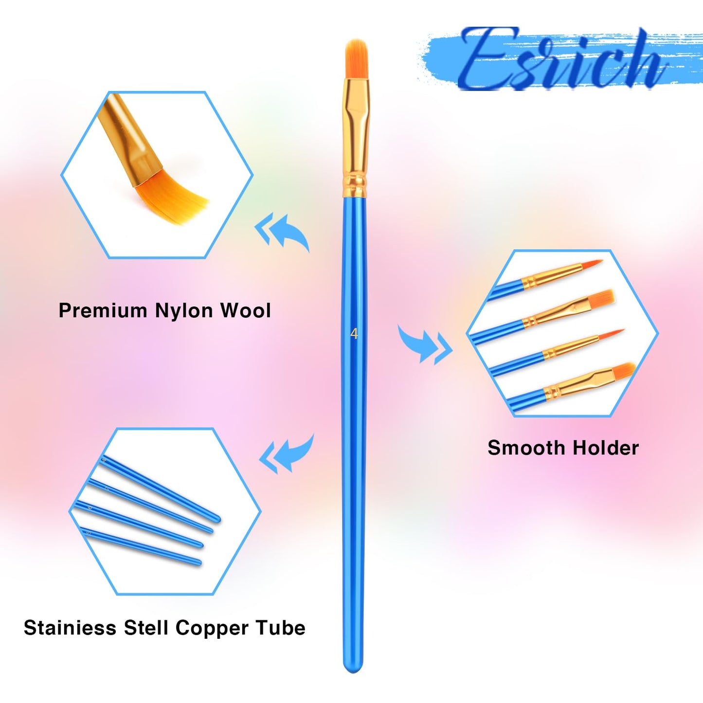 ESRICH 200PCS Paint Brushes, Paint Brush for Acrylic Painting