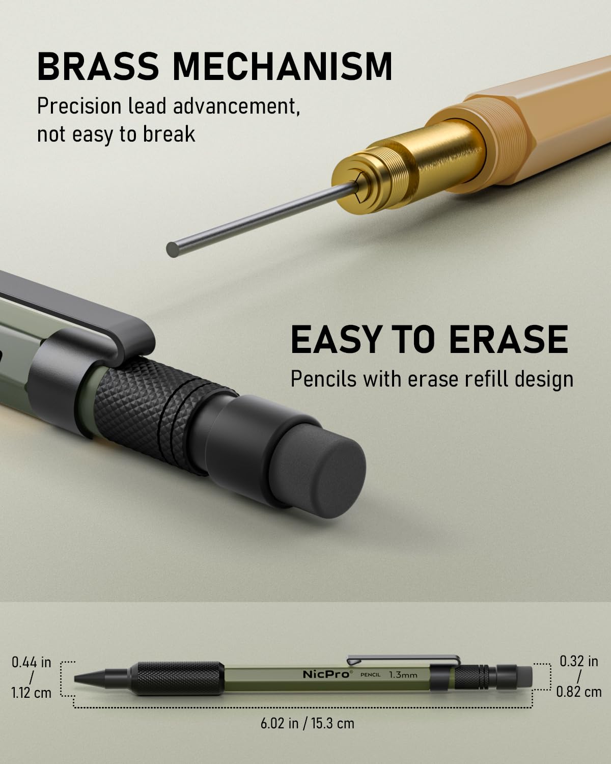 Nicpro 21PCS 1.3 mm Mechanical Pencil Set in Leather Bag with 138 Leads