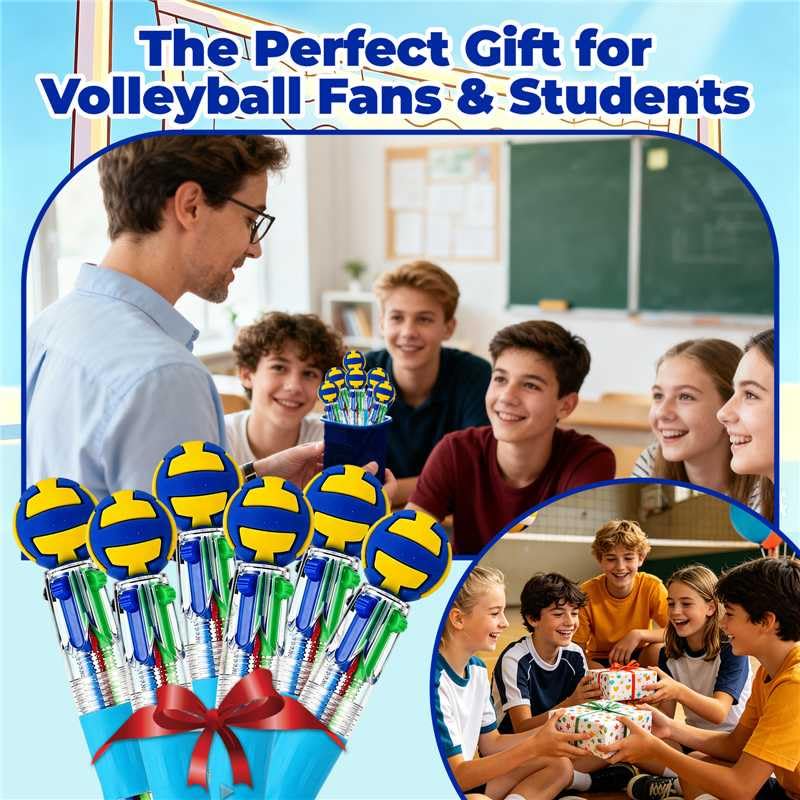 Zhirlyn Volleyball Party Favors Volleyball Pens Mini Multicolor Pen in One Cute Fun 4-in-1 Pens