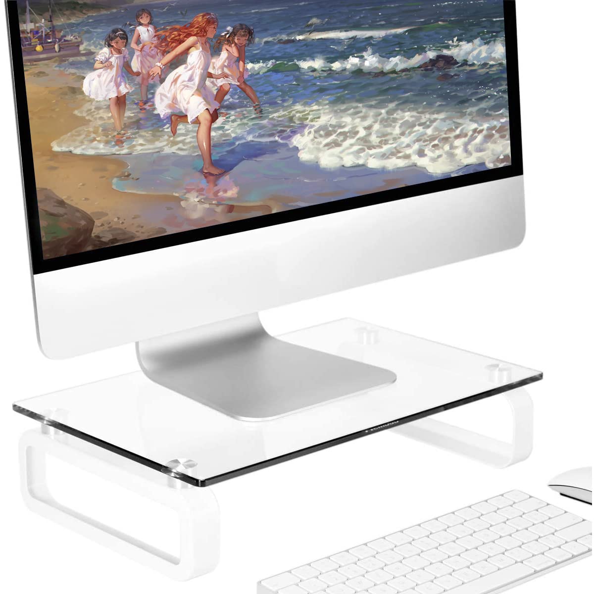Hemudu Clear Computer Monitor Stand Riser Multi Media Desktop Stand for Flat Screen LCD LED TV