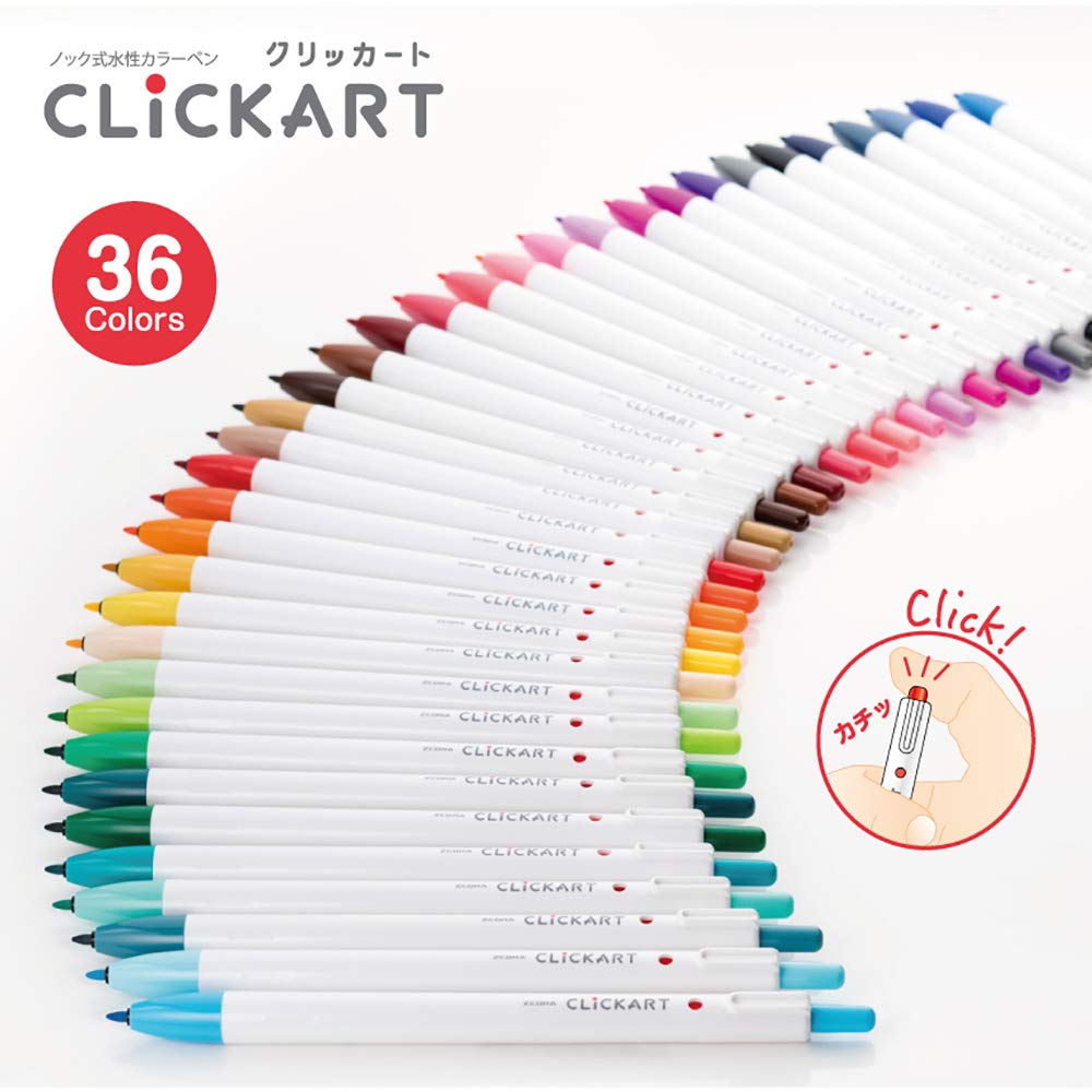 Zebra Clickart Water-Based Pen 36 Colors Set, Wyss22-36C