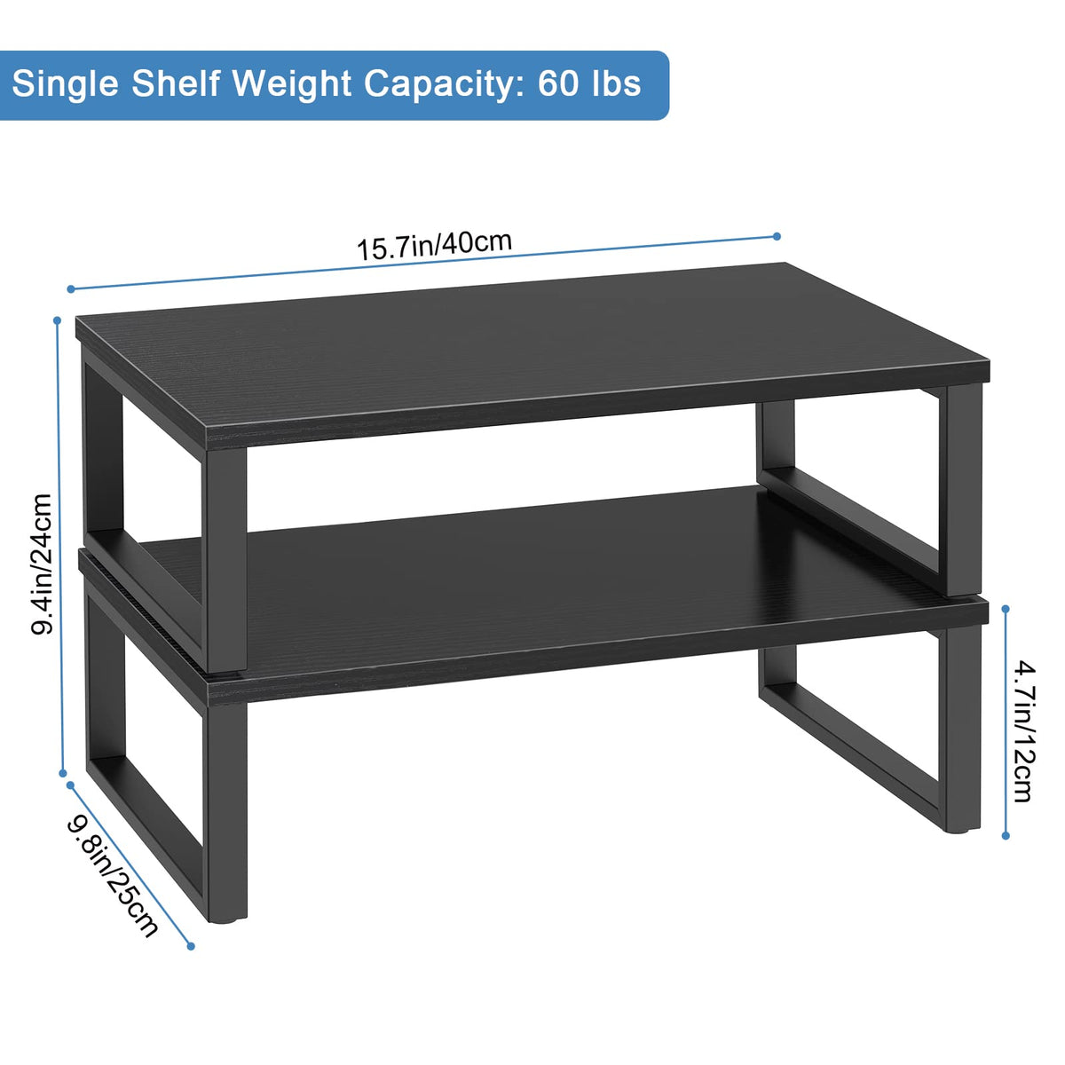 Monitor Riser 2 pack Monitor Stand for Desk Wood, Black