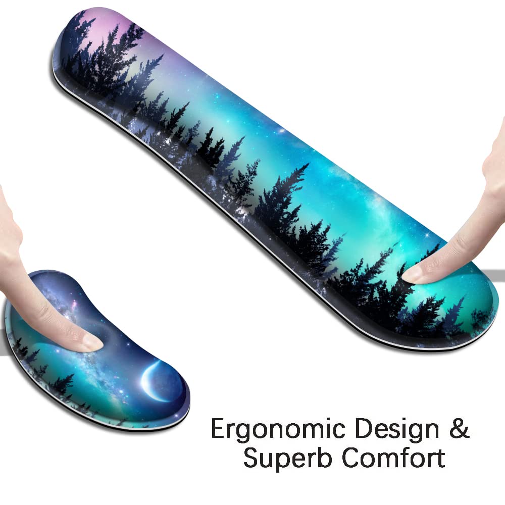 MIBITRI Keyboard Mouse Pad Set, Extended Gaming Mouse Pad+Ergonomics Keyboard Wrist Rest Support