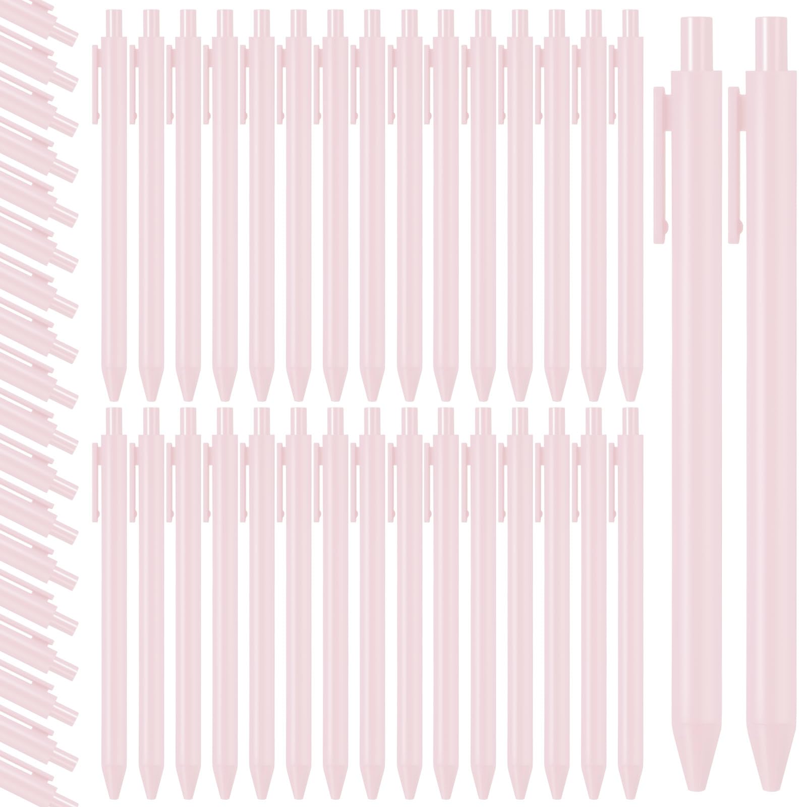 Fulmoon 50 Pcs Cute Pens Retractable 1.0mm, Pale Pink Black Ink