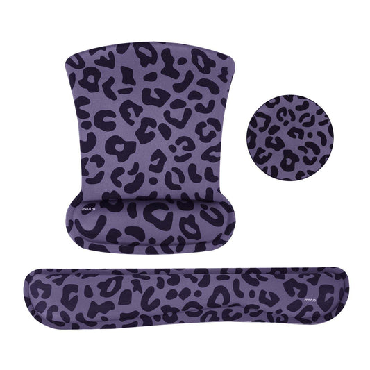 MOSISO Leopard Grain Wrist Rest Support for Mouse Pad&Keyboard Set, Purple