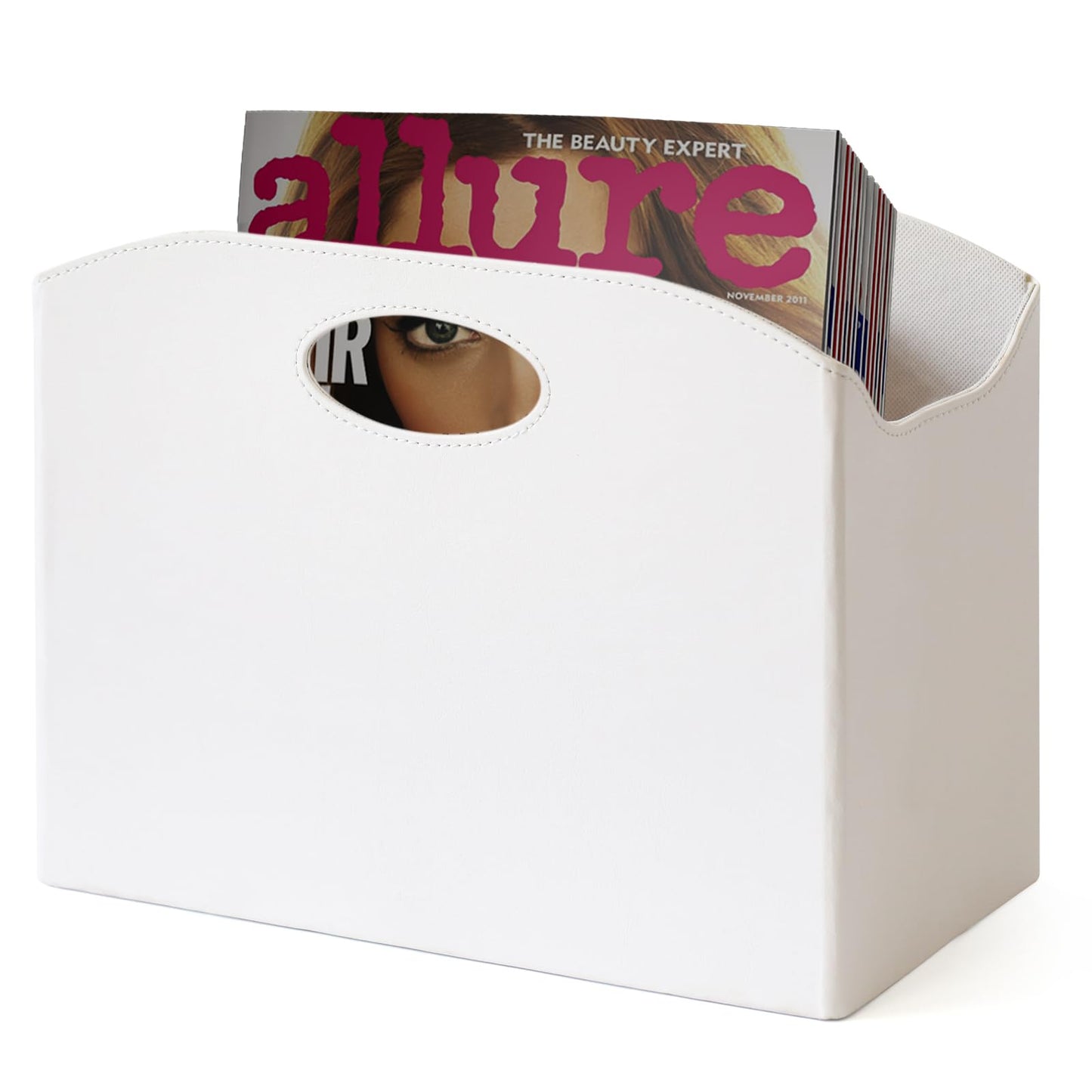EZDeco Magazine Holder Foldable Magazine Rack Floor PU Leather File Holder Newspaper Book Storage