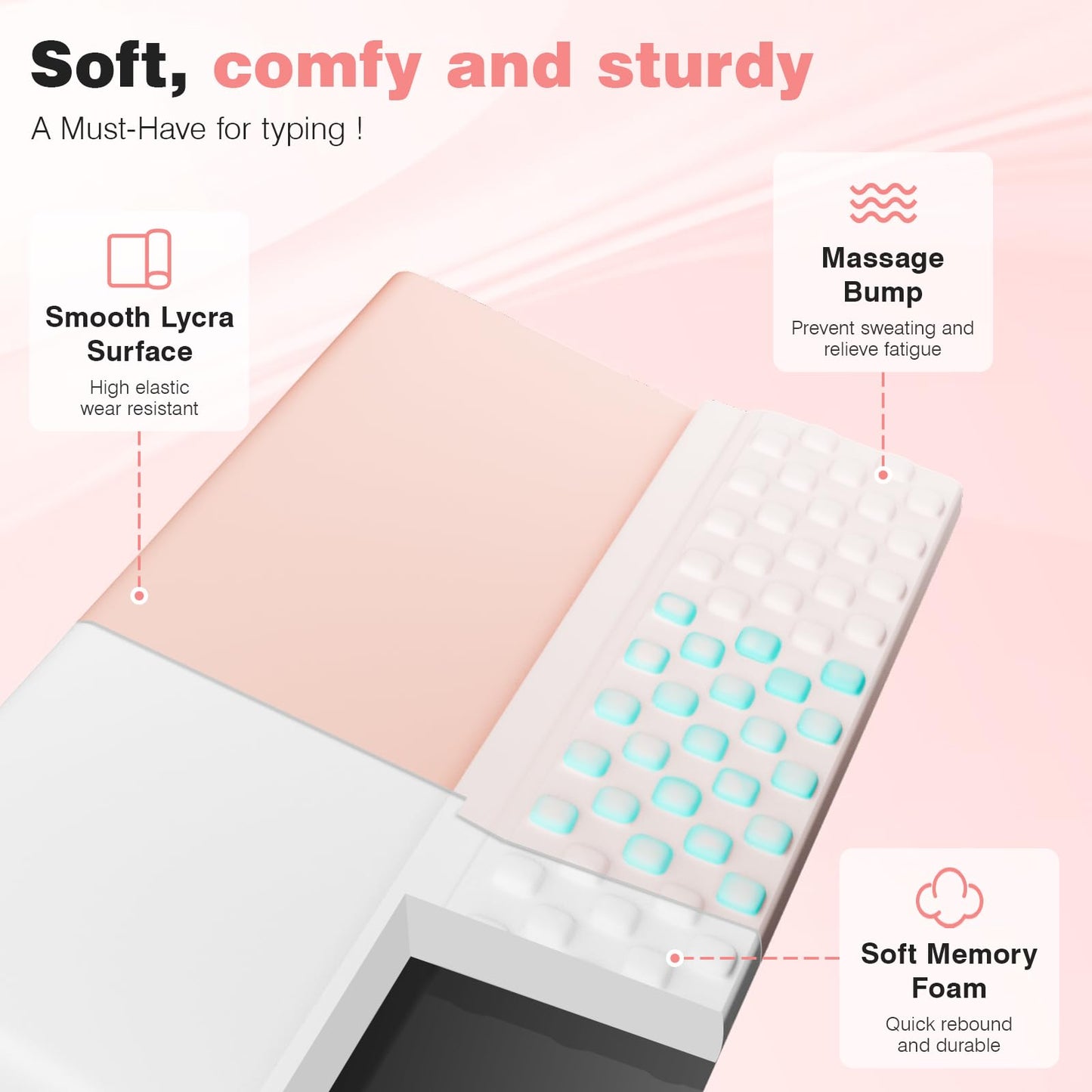 Ospelelf Keyboard Wrist Rest, Ergonomic Memory Foam Wrist Support for Typing & Gaming, Tilted