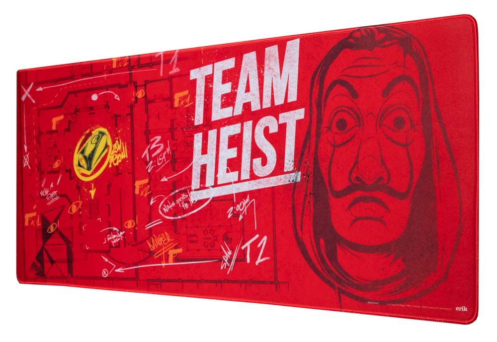 Grupo Erik Money Heist XXL Mouse Mat - Desk Pad - 31.5 Inch x 13.78 Inch Non-Slip Rubber Base Mouse