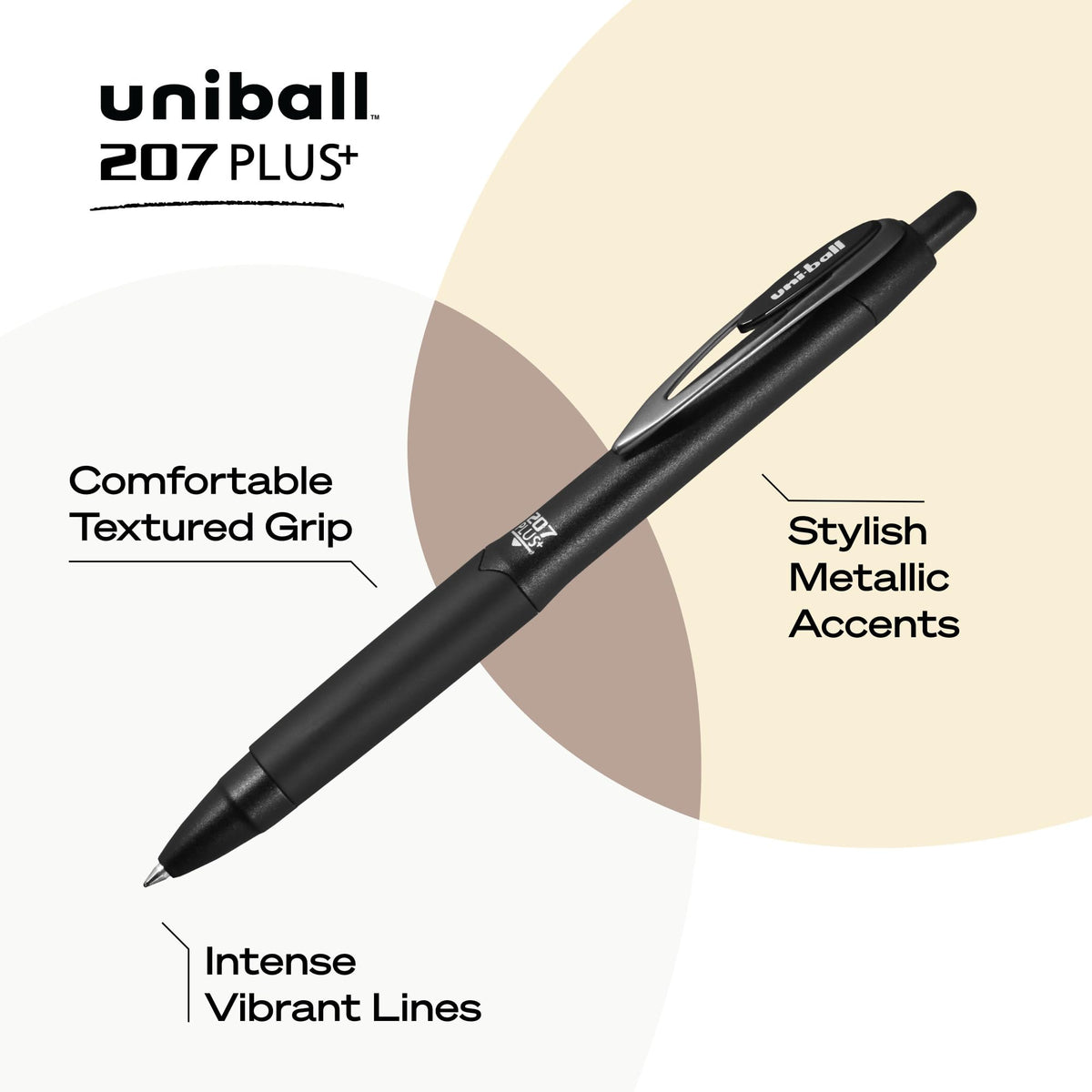 uniball™ 207 Plus+ Gel Pens, Black Ink, 0.7mm Medium Point, 36 Count