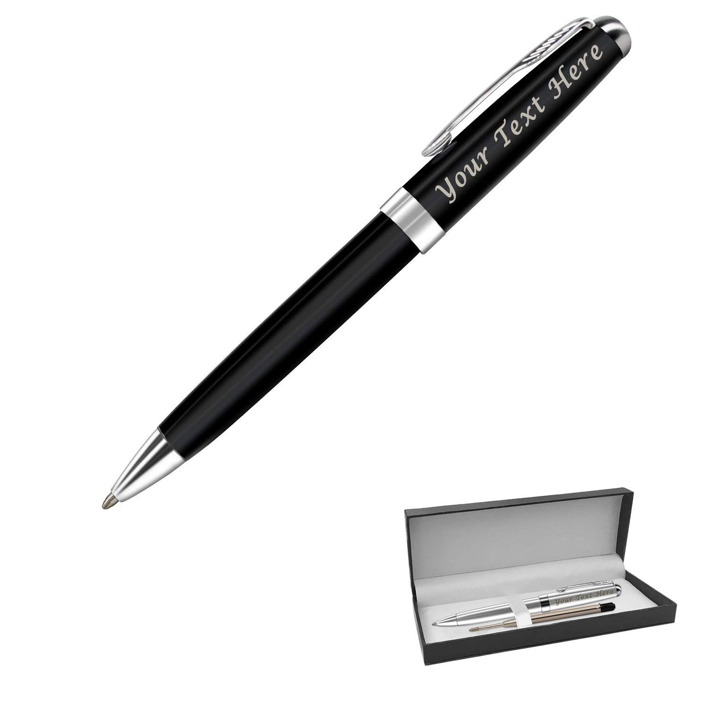ABIsedrin Personalized Pens, Custom Engraved Pen Case for Men, Twist Action 0.7 Ballpoint Pens