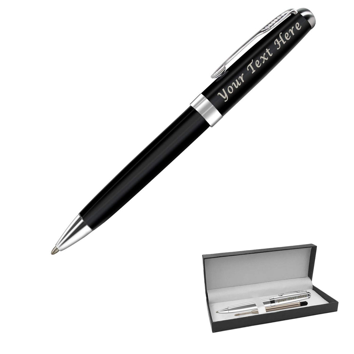 ABIsedrin Personalized Pens, Custom Engraved Pen Case for Men, Twist Action 0.7 Ballpoint Pens