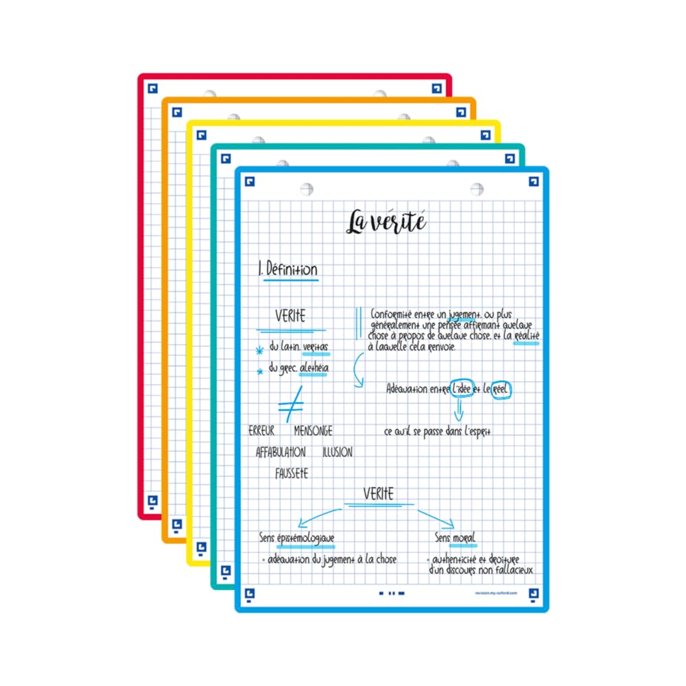 OXFORD Revision 2.0 Pack of 50 Bristol Cards A5 (14.8 x 21 cm) Small Squares on Both Sides - Frame