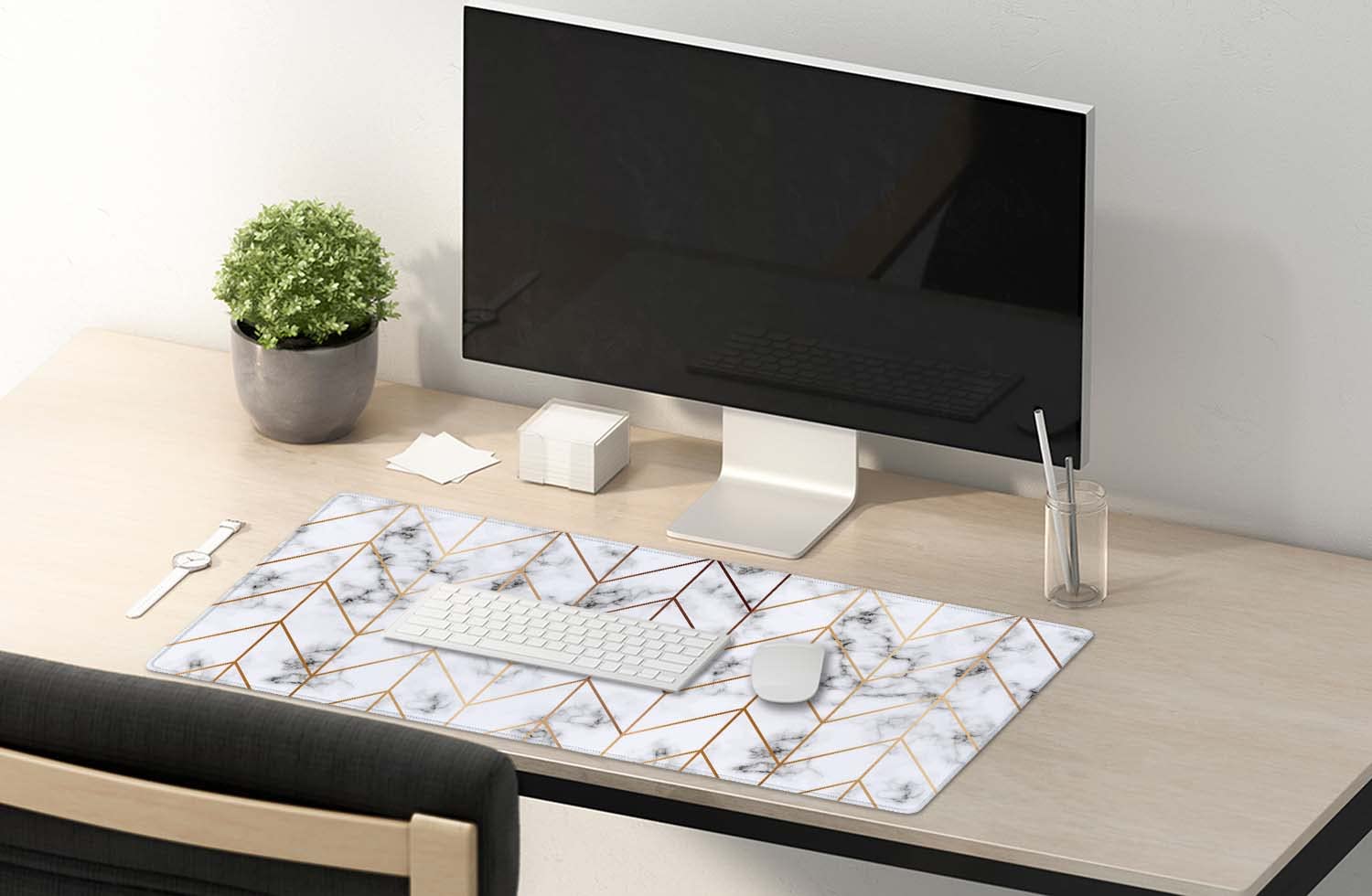 SSOIU Desk Mat,Large Mouse Pad 35.5" x 15.7" XXL Extended Gaming Mouse Pad Mat with Non-Slip Base