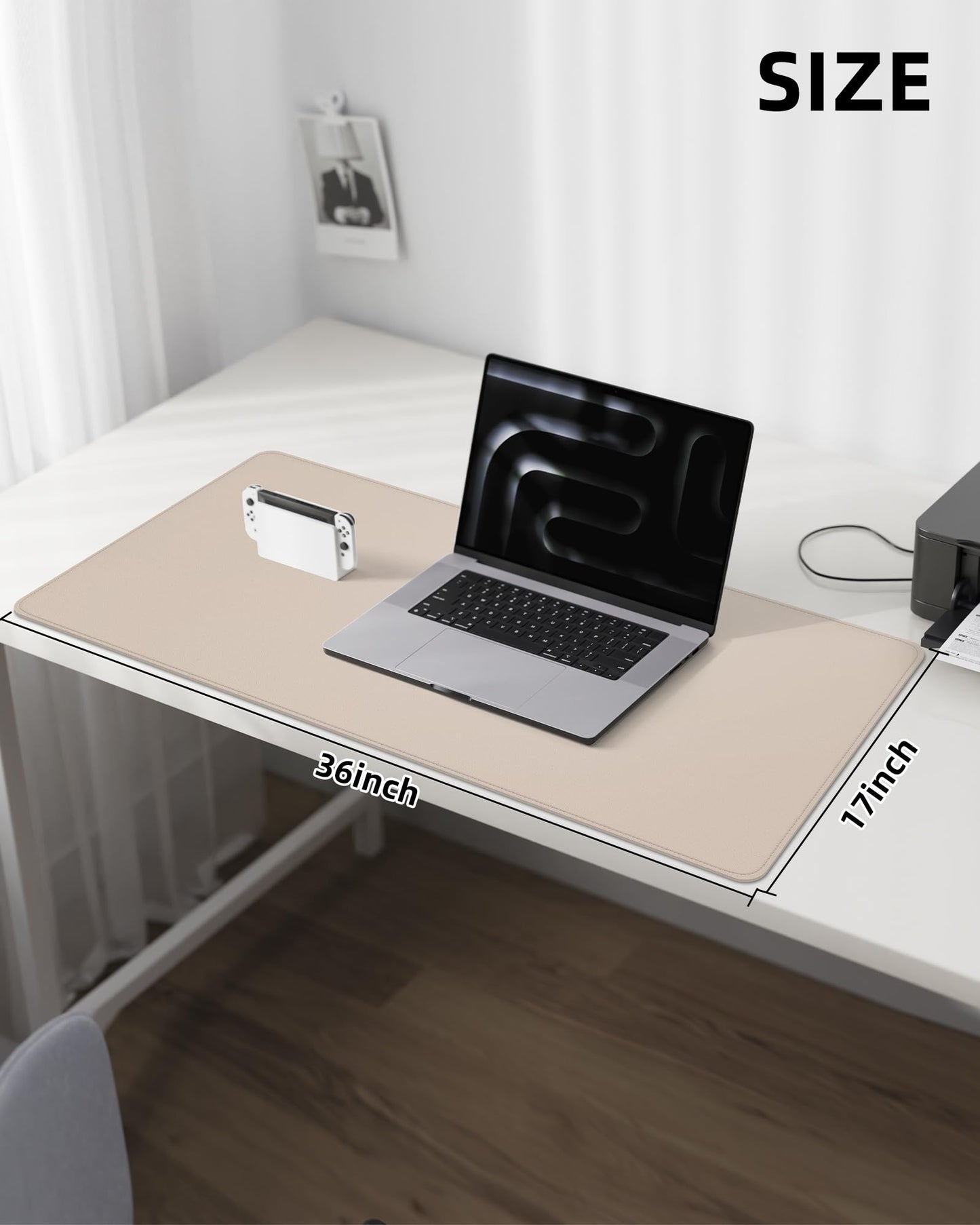 AFIING Extra Large Desk Mat - 55" x 24" PU Leather Non-Slip Desk Pad for Office and Home - Ideal