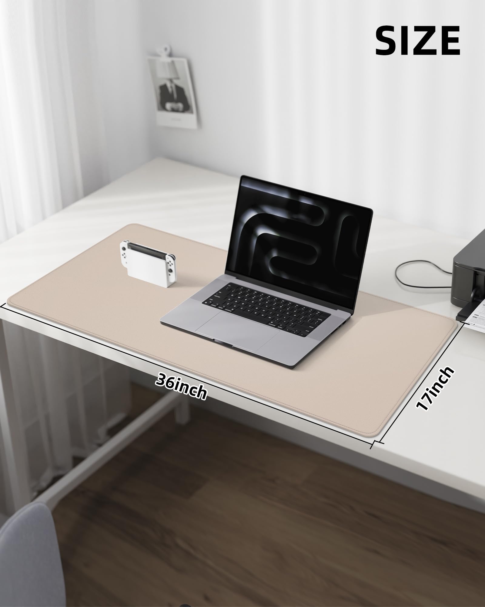 AFIING Extra Large Desk Mat - 55" x 24" PU Leather Non-Slip Desk Pad for Office and Home - Ideal