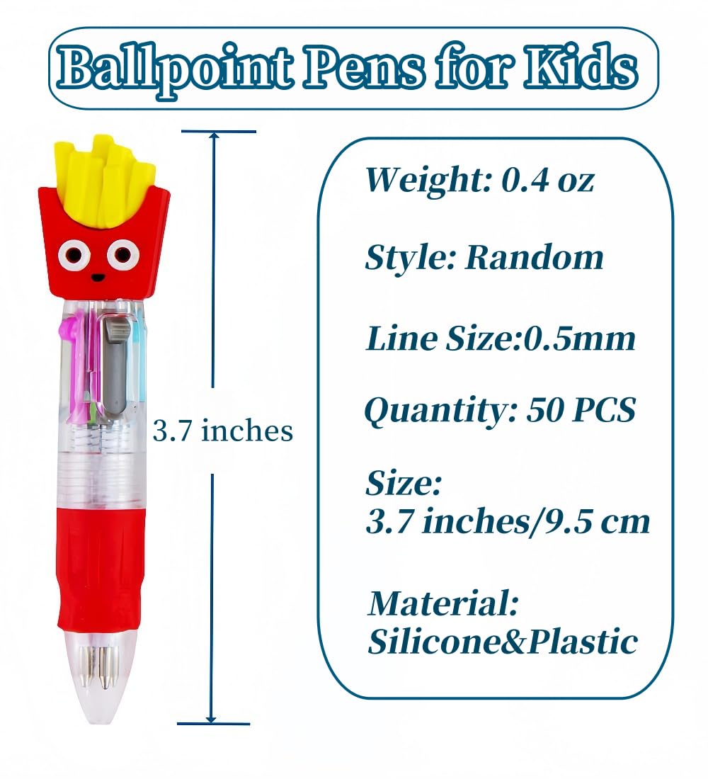 Oneshow 50 Pack Teacher Reward Pens, Mini 4-in-1 Multicolor Ballpoint Pen